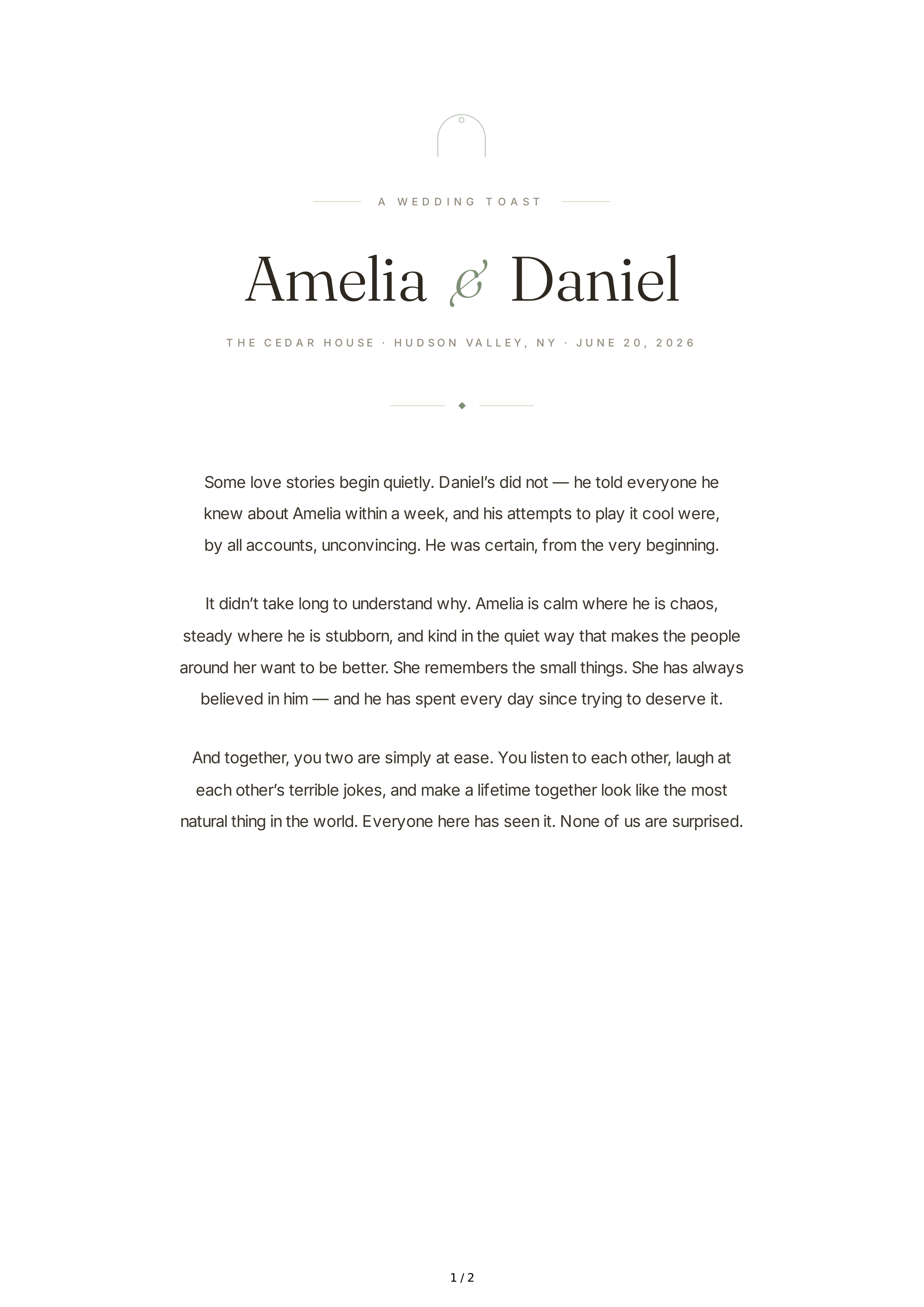 Modern Wedding Toast — page 1