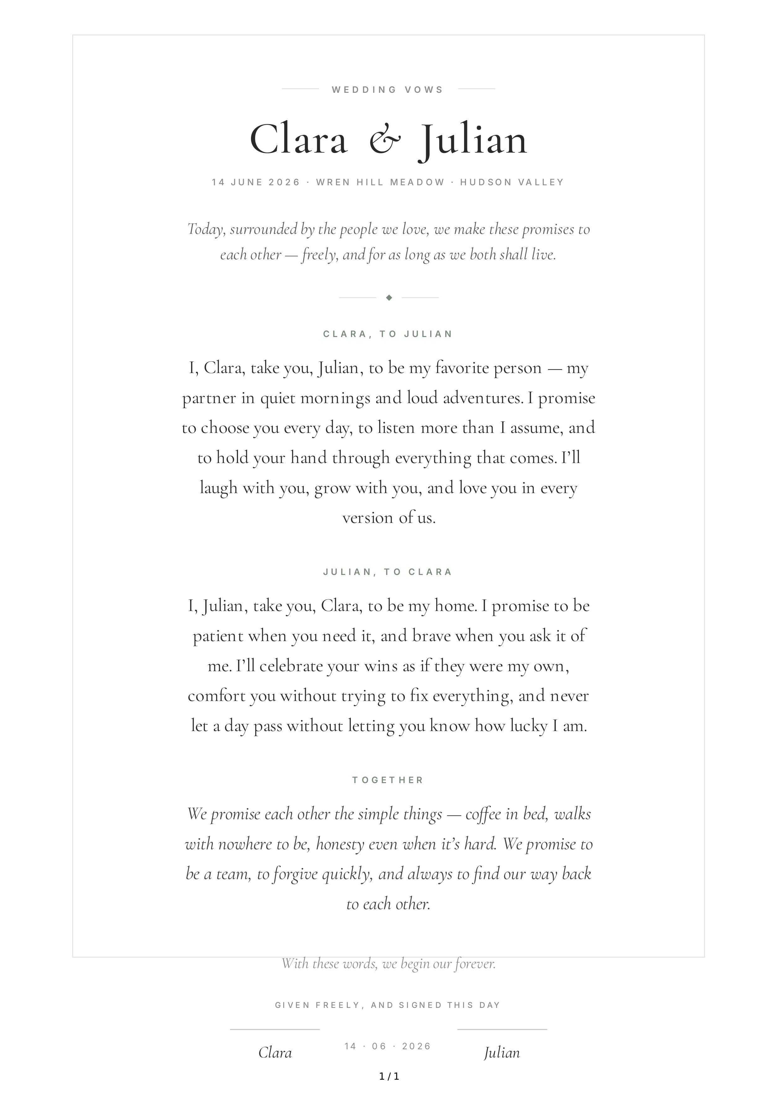 Modern Wedding Vows — page 1