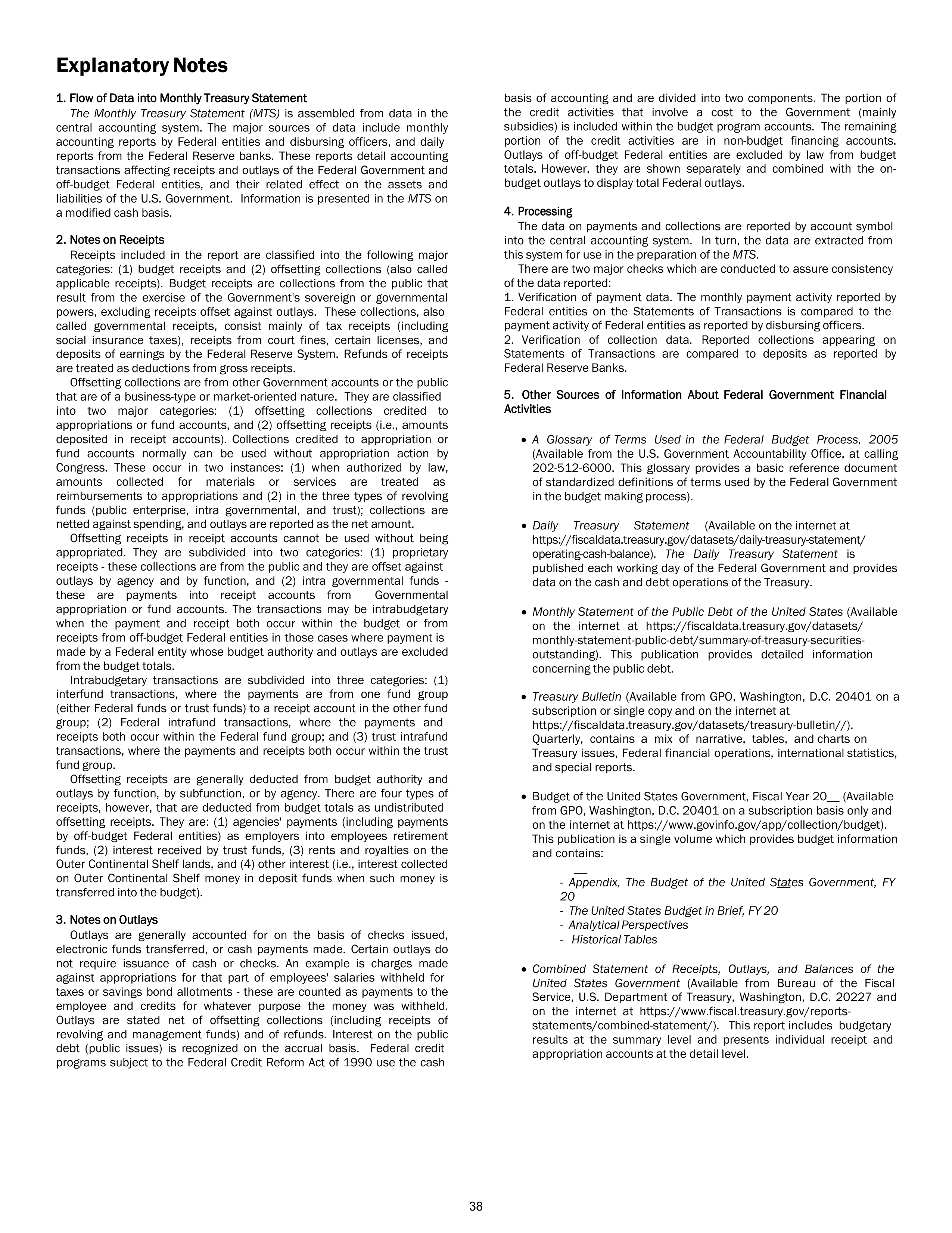 Monthly Treasury Statement — page 38