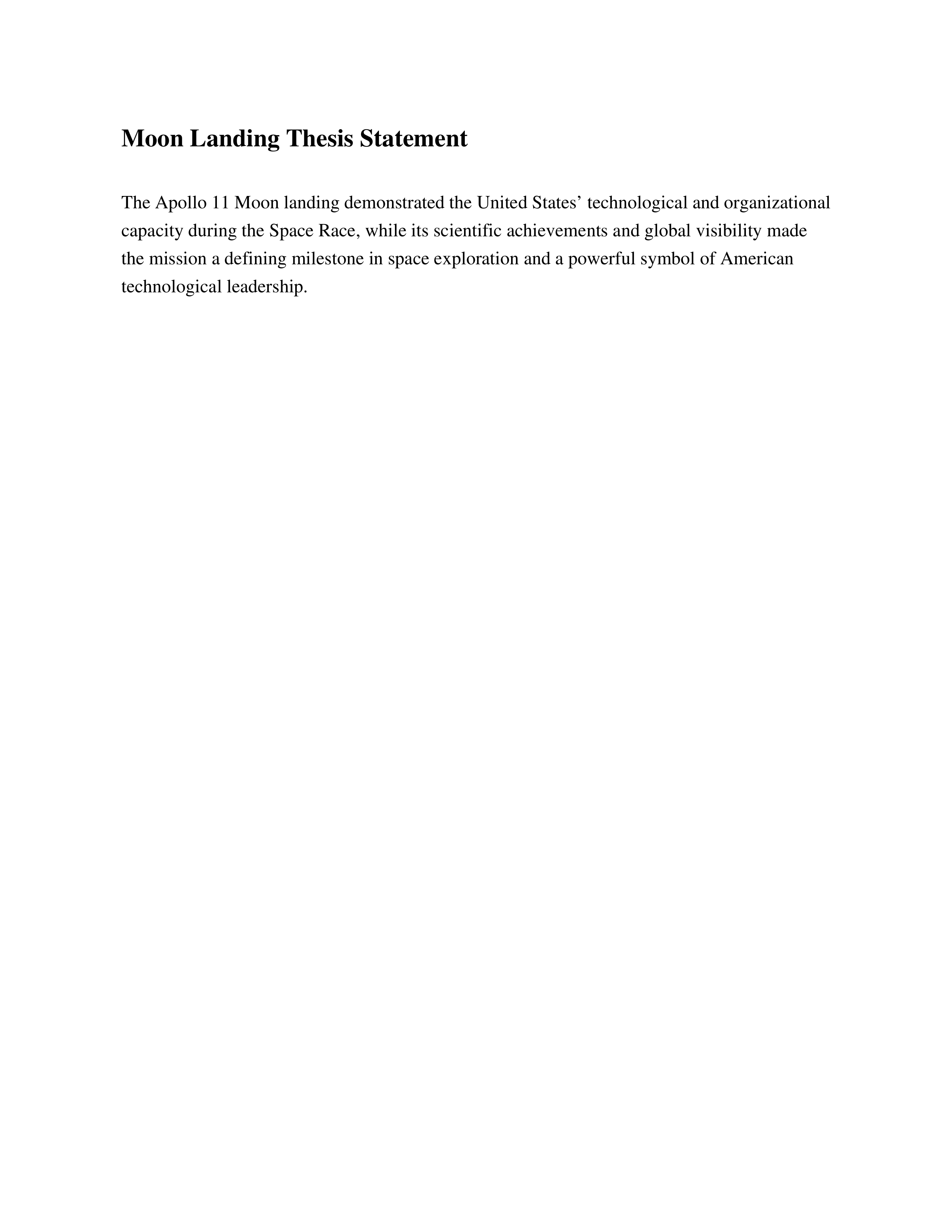 Moon Landing Thesis Statement — page 1