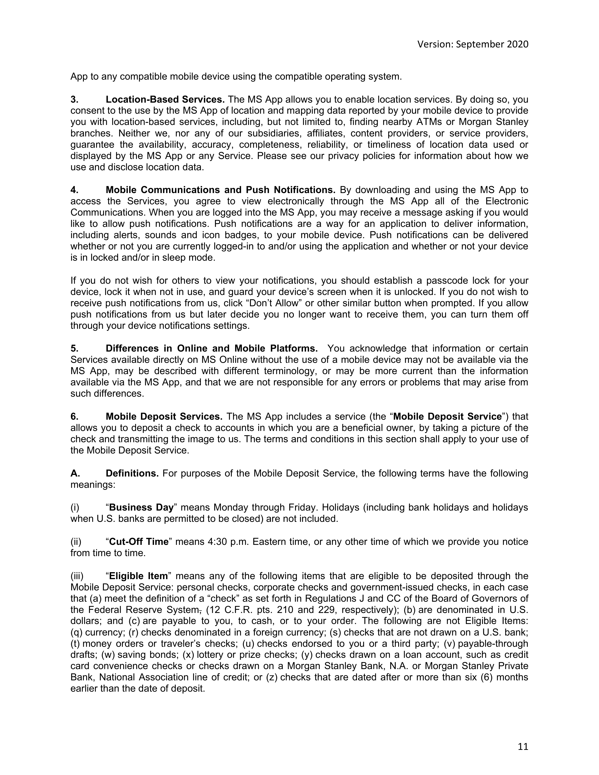 Morgan Stanley Online Services Agreement — page 11