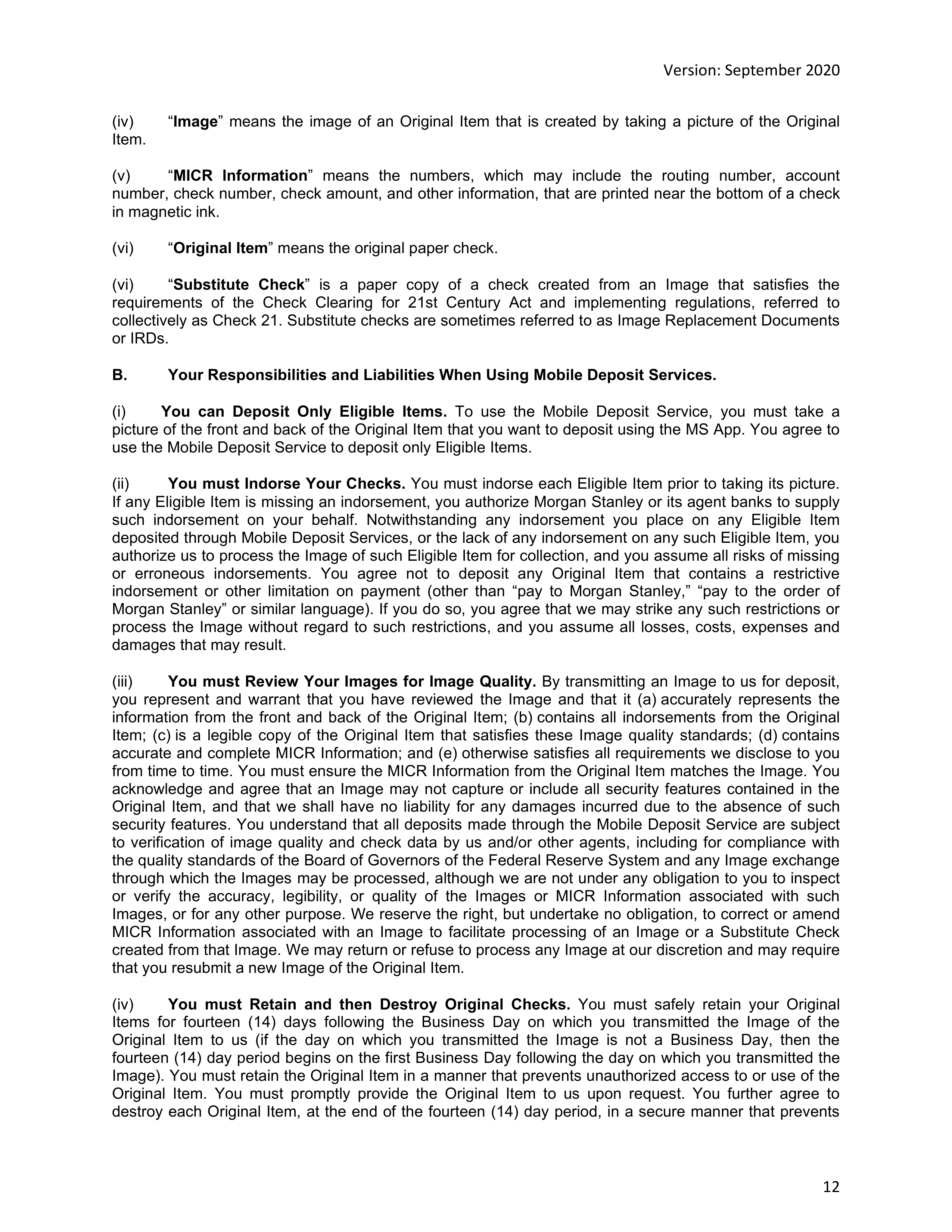 Morgan Stanley Online Services Agreement — page 12