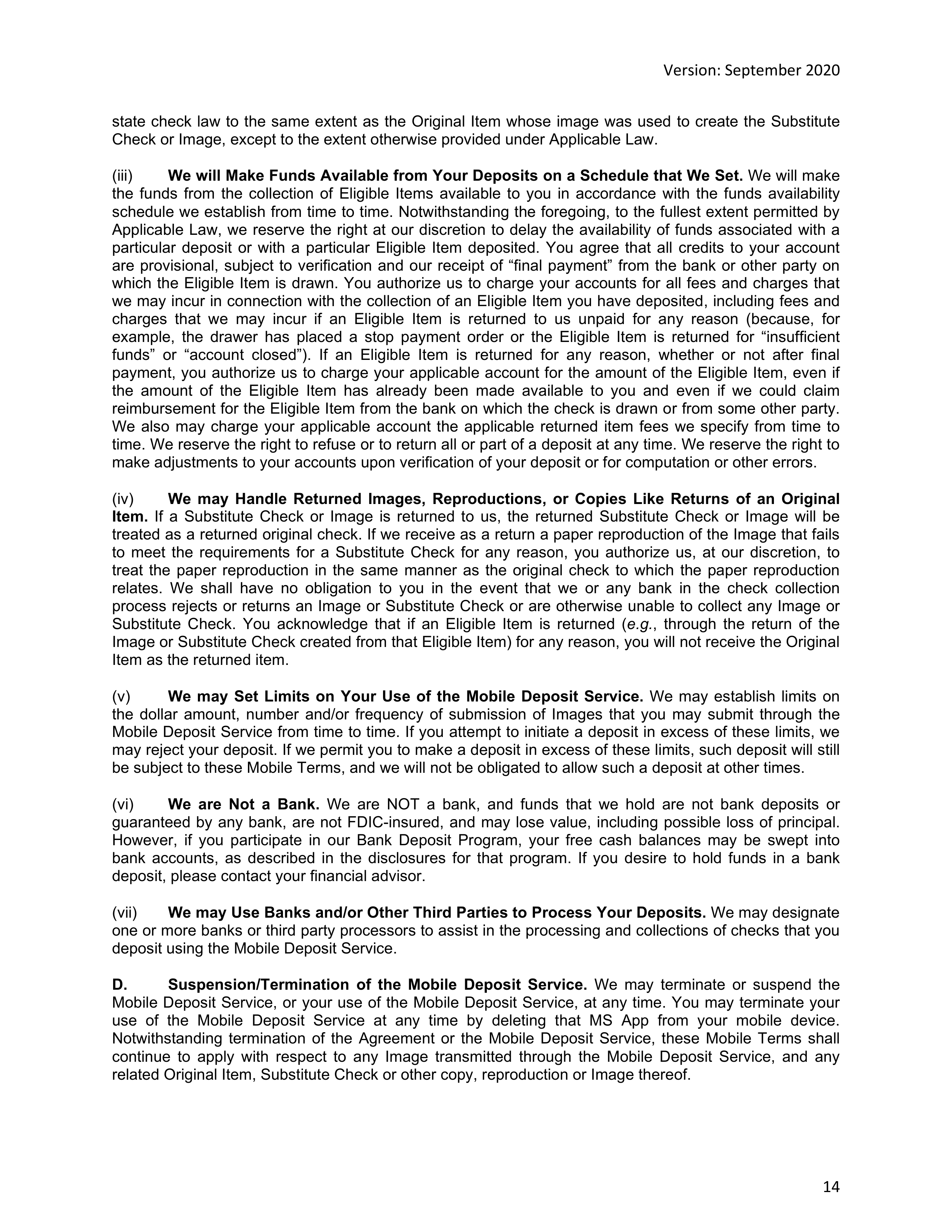 Morgan Stanley Online Services Agreement — page 14
