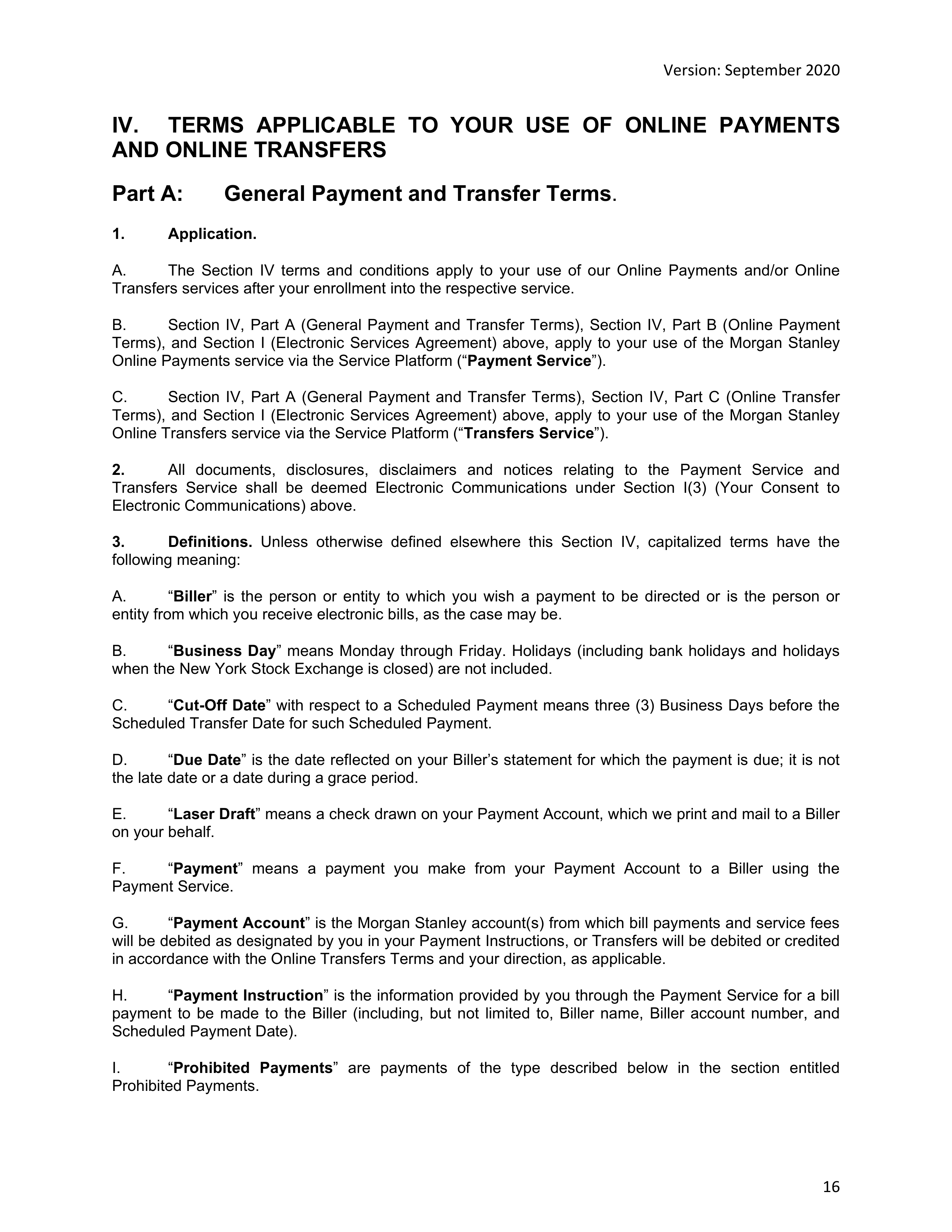 Morgan Stanley Online Services Agreement — page 16