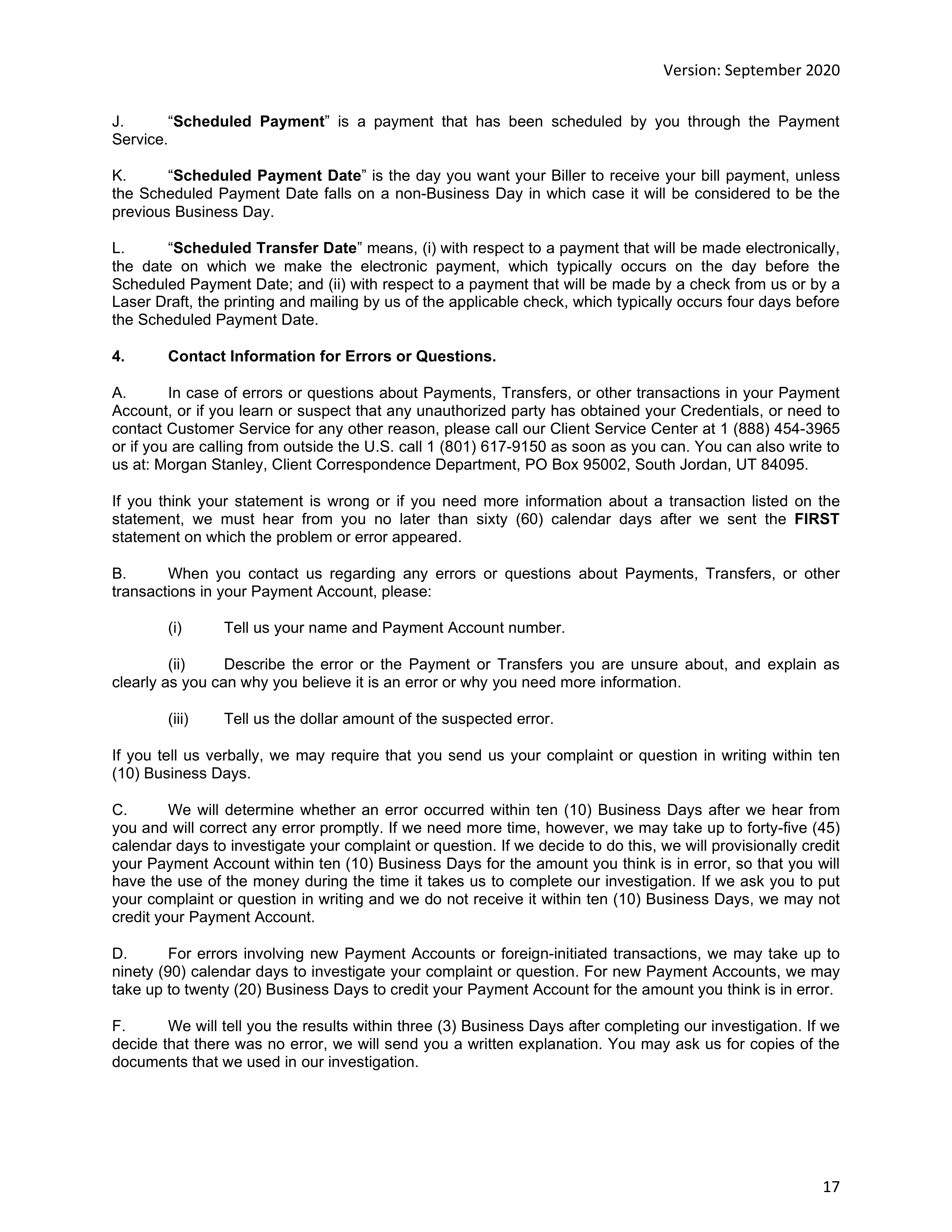 Morgan Stanley Online Services Agreement — page 17