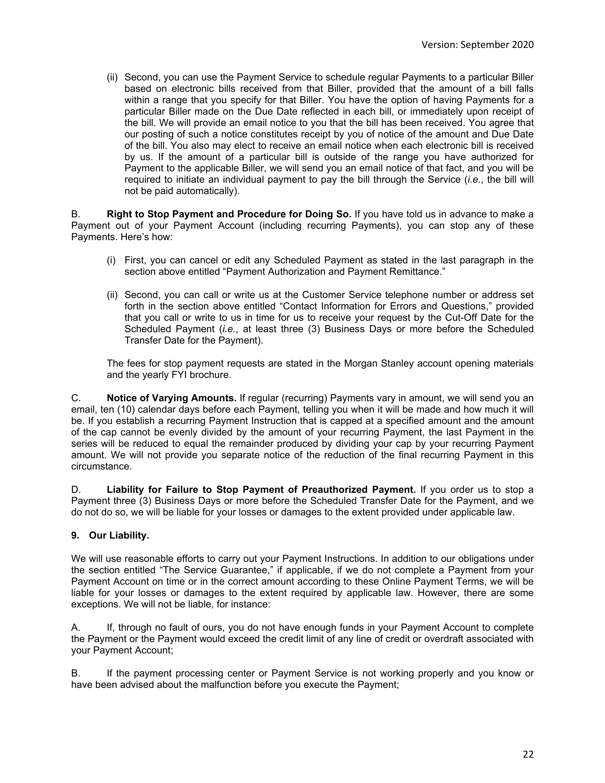 Morgan Stanley Online Services Agreement — page 22