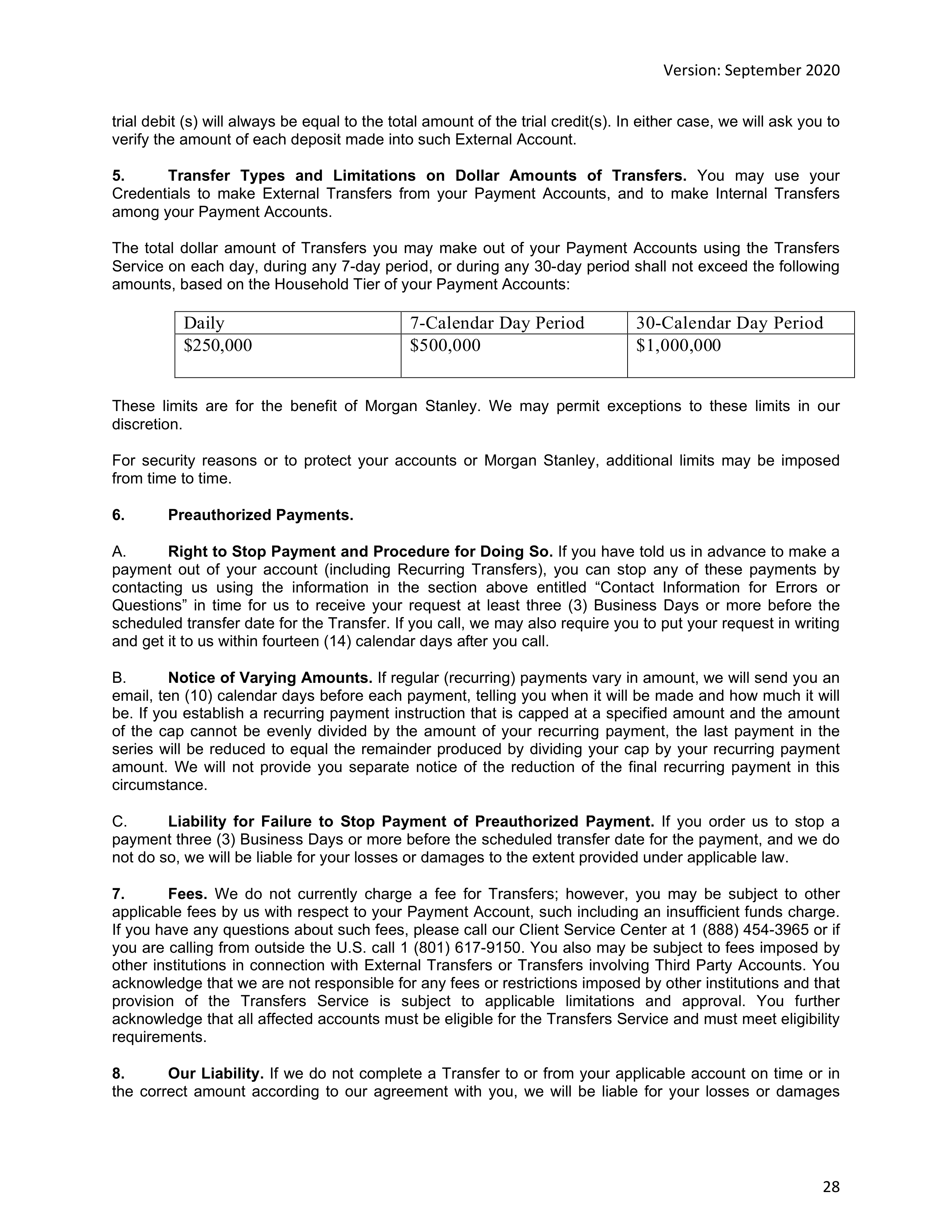 Morgan Stanley Online Services Agreement — page 28