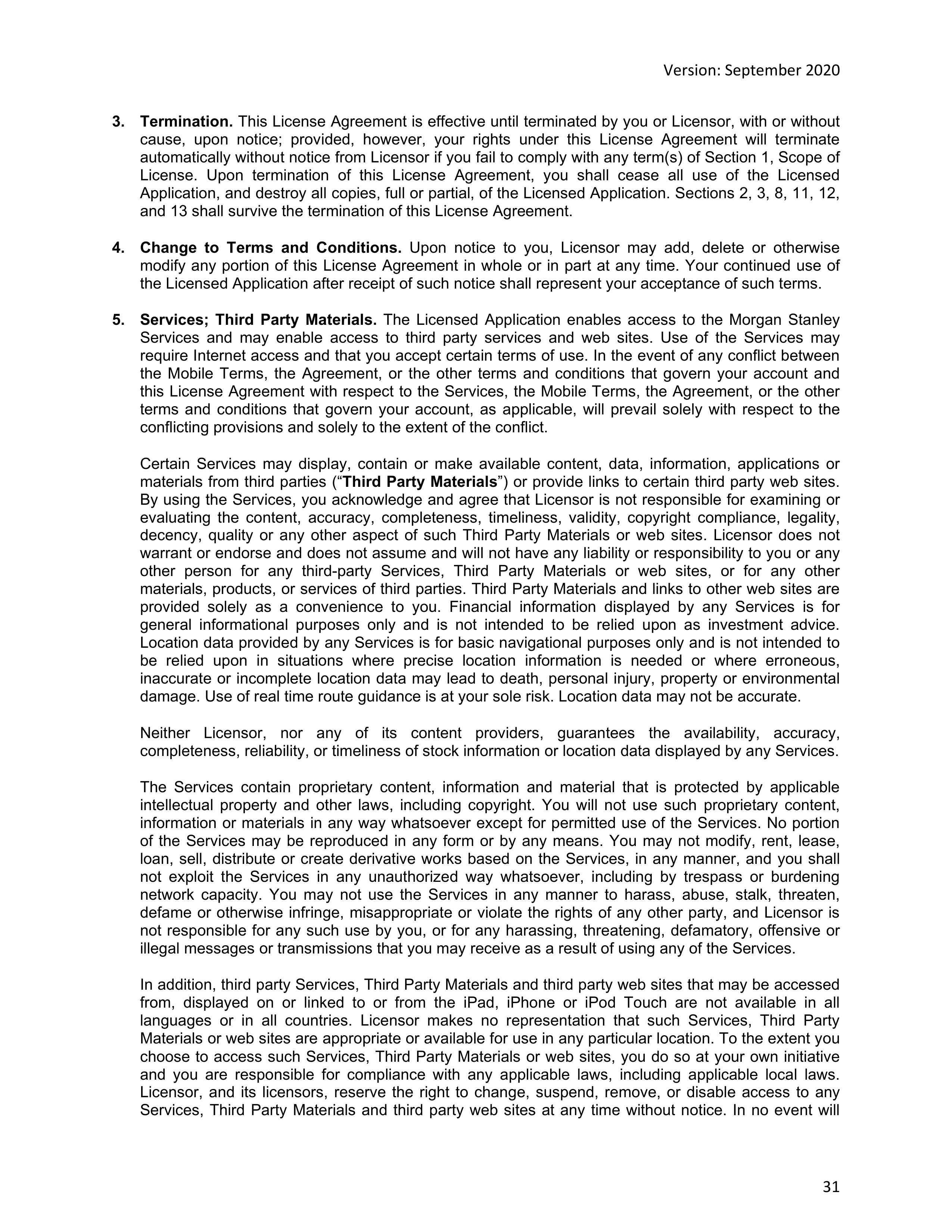 Morgan Stanley Online Services Agreement — page 31