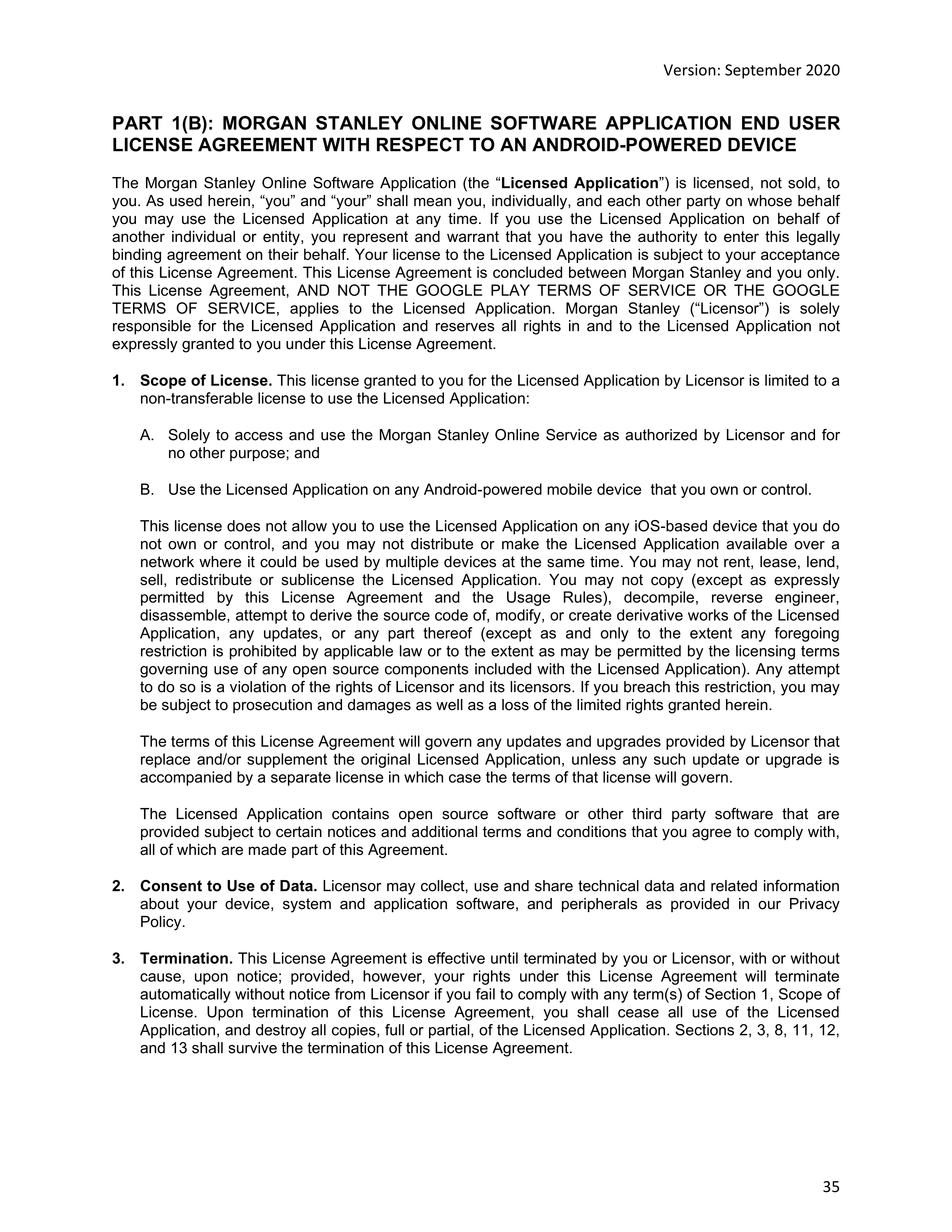 Morgan Stanley Online Services Agreement — page 35