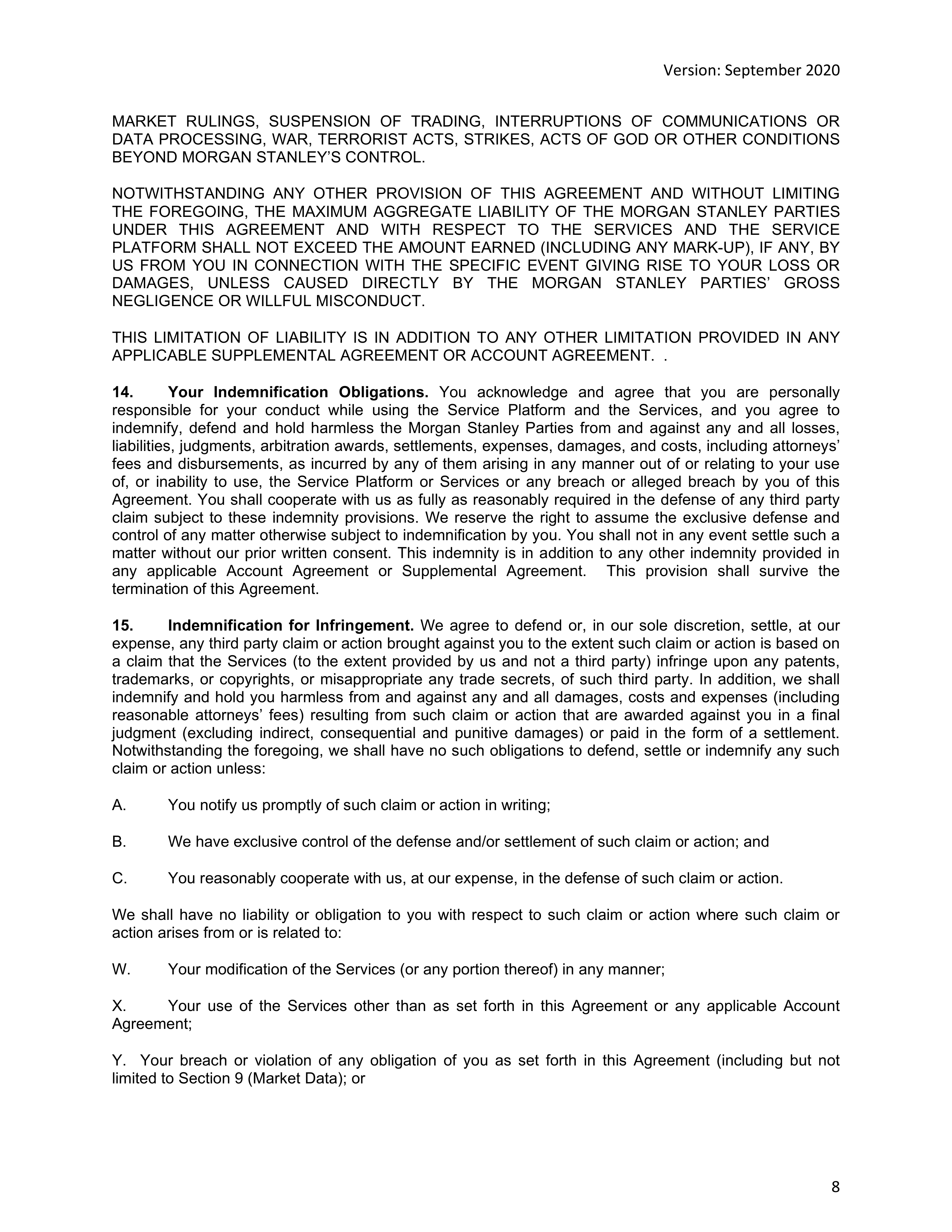 Morgan Stanley Online Services Agreement — page 8