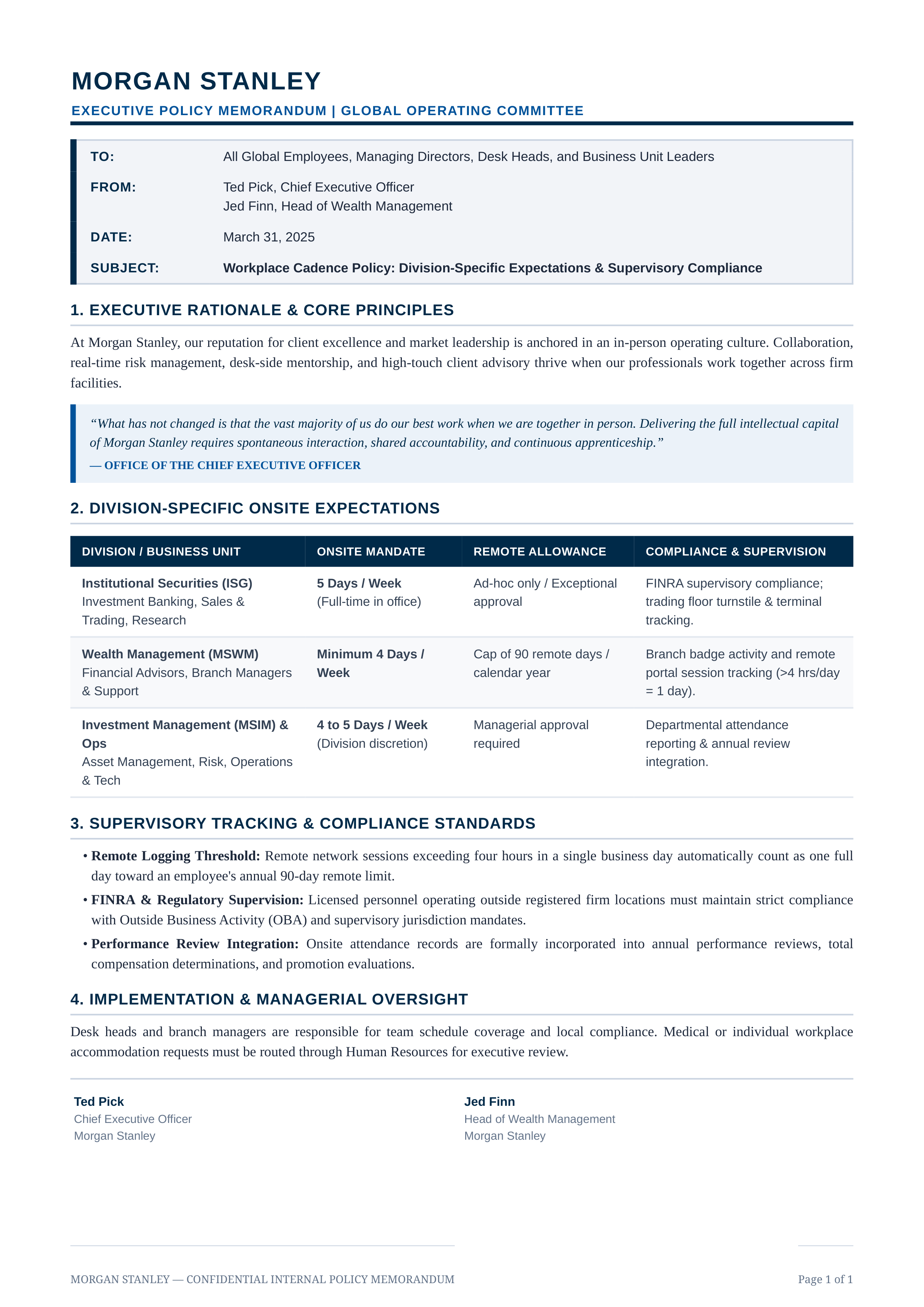 memoページ Morgan Stanley Workplace Policy Memo – AI Memo Generator
