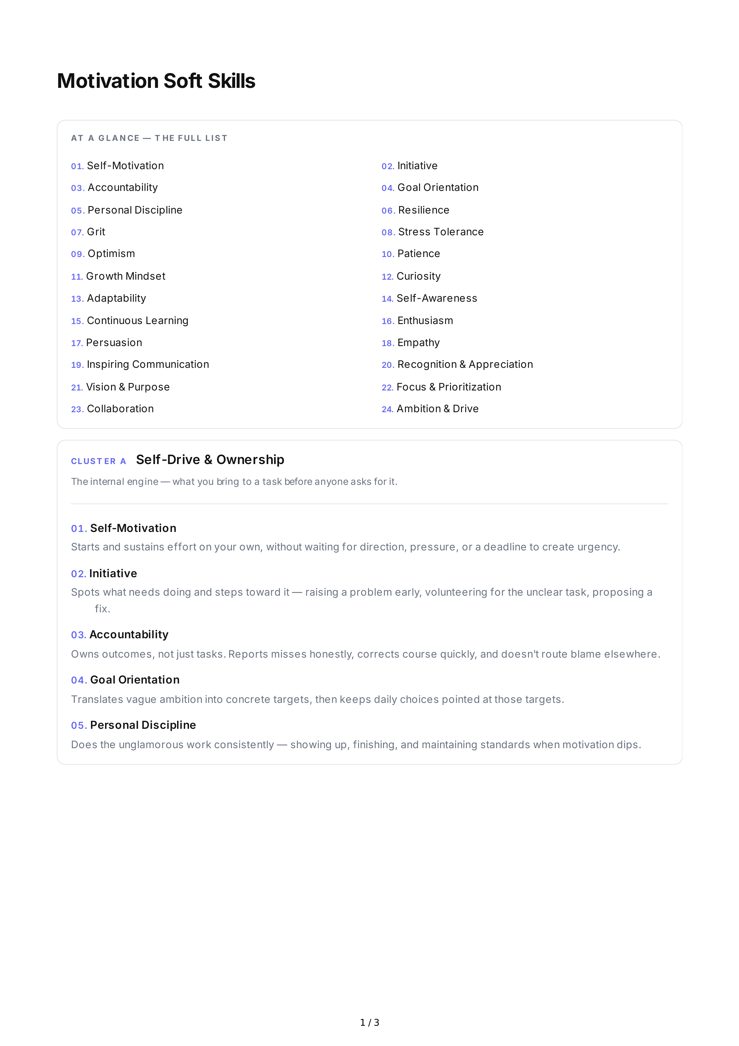 Motivation Soft Skills — page 1
