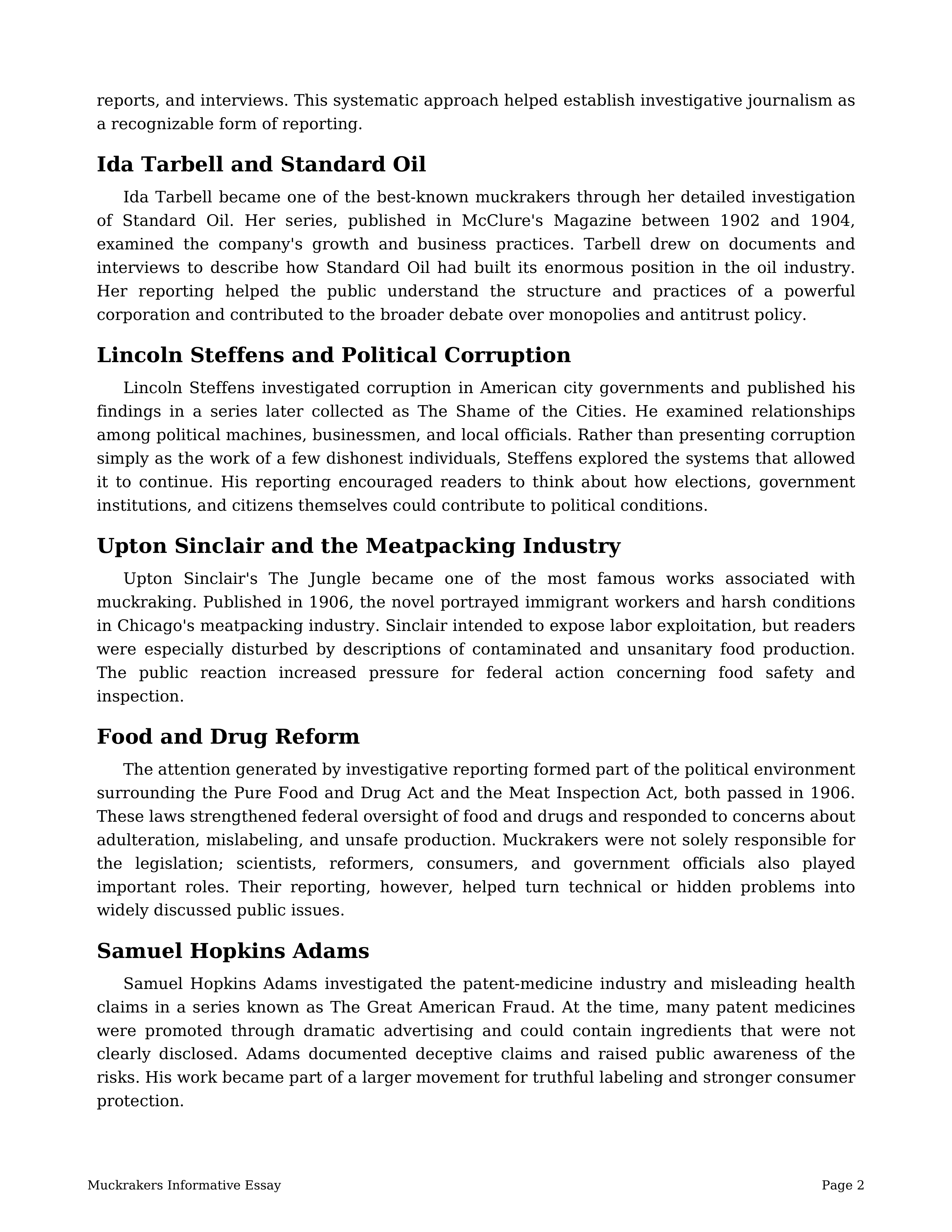 Muckrakers Informative Essay — page 2