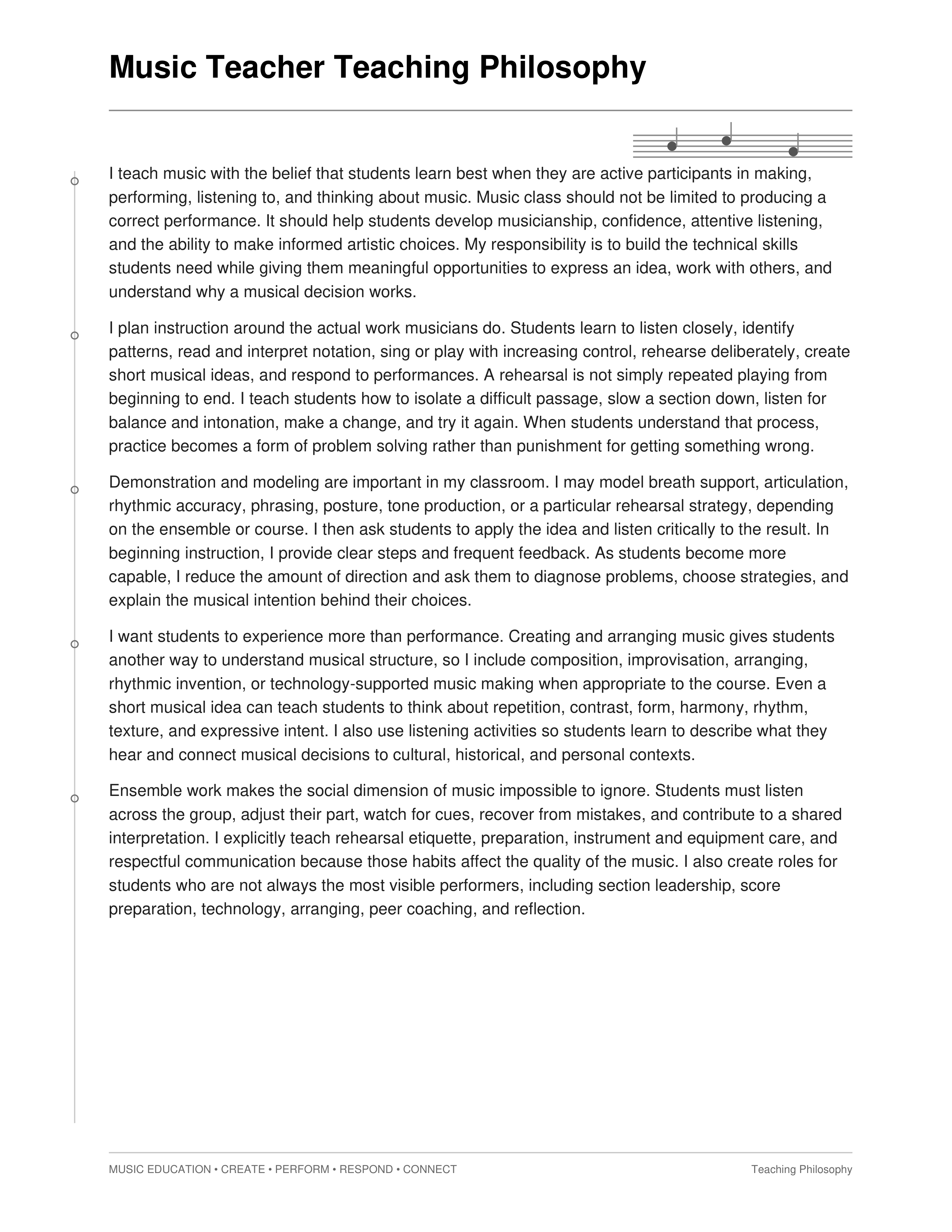 Music Teacher Teaching Philosophy — page 1