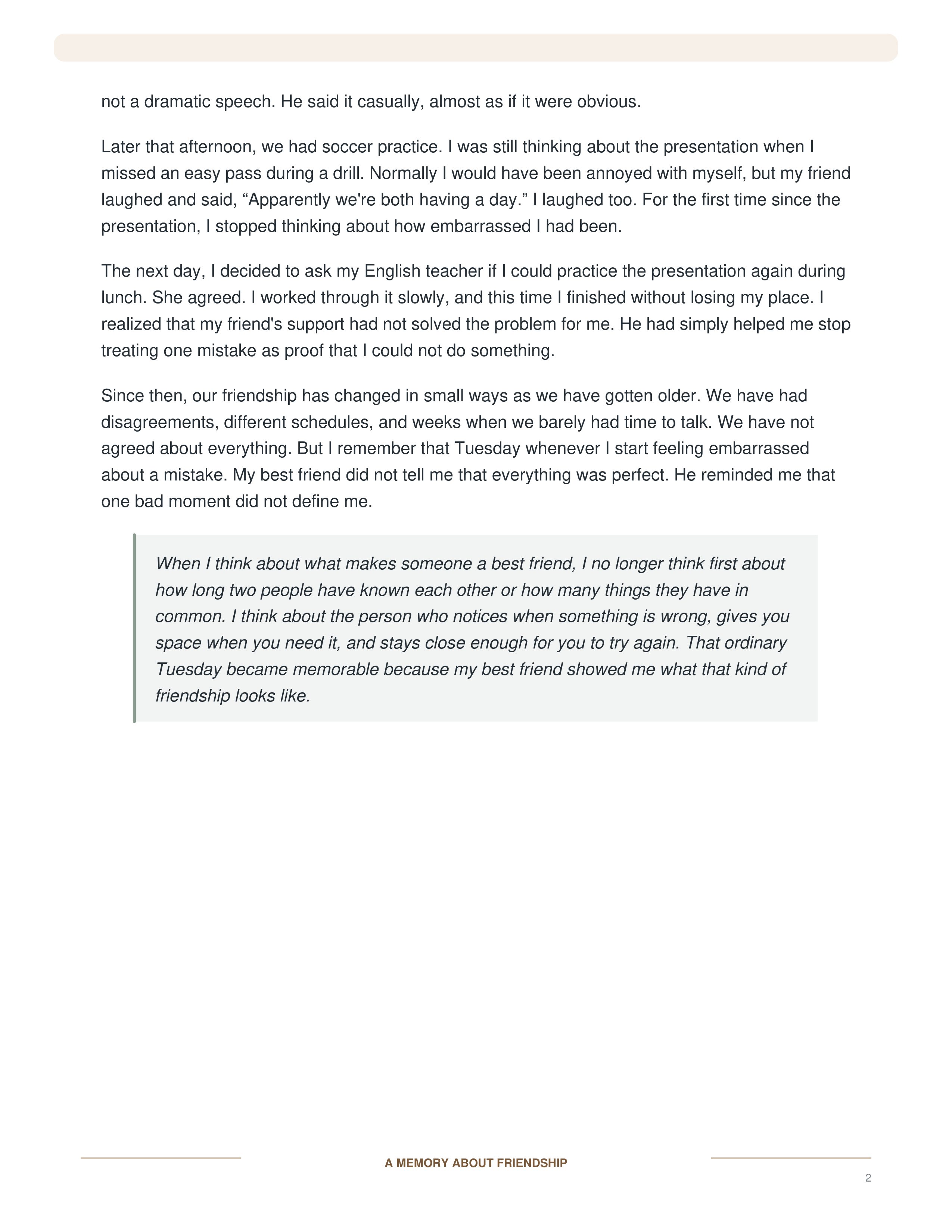 My Best Friend Narrative Essay — page 2