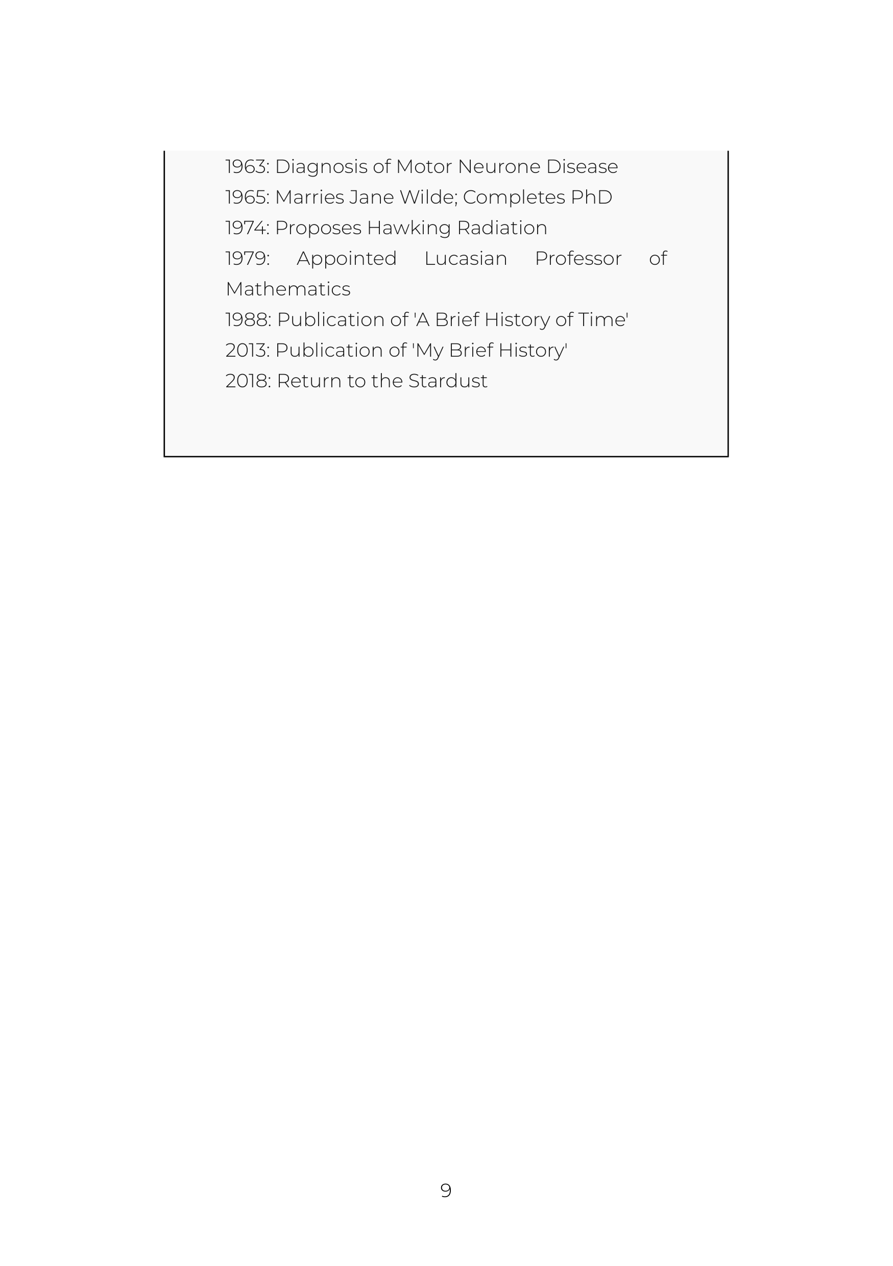 My Brief History by Stephen Hawking Physicist and Cosmologist Autobiography — page 9
