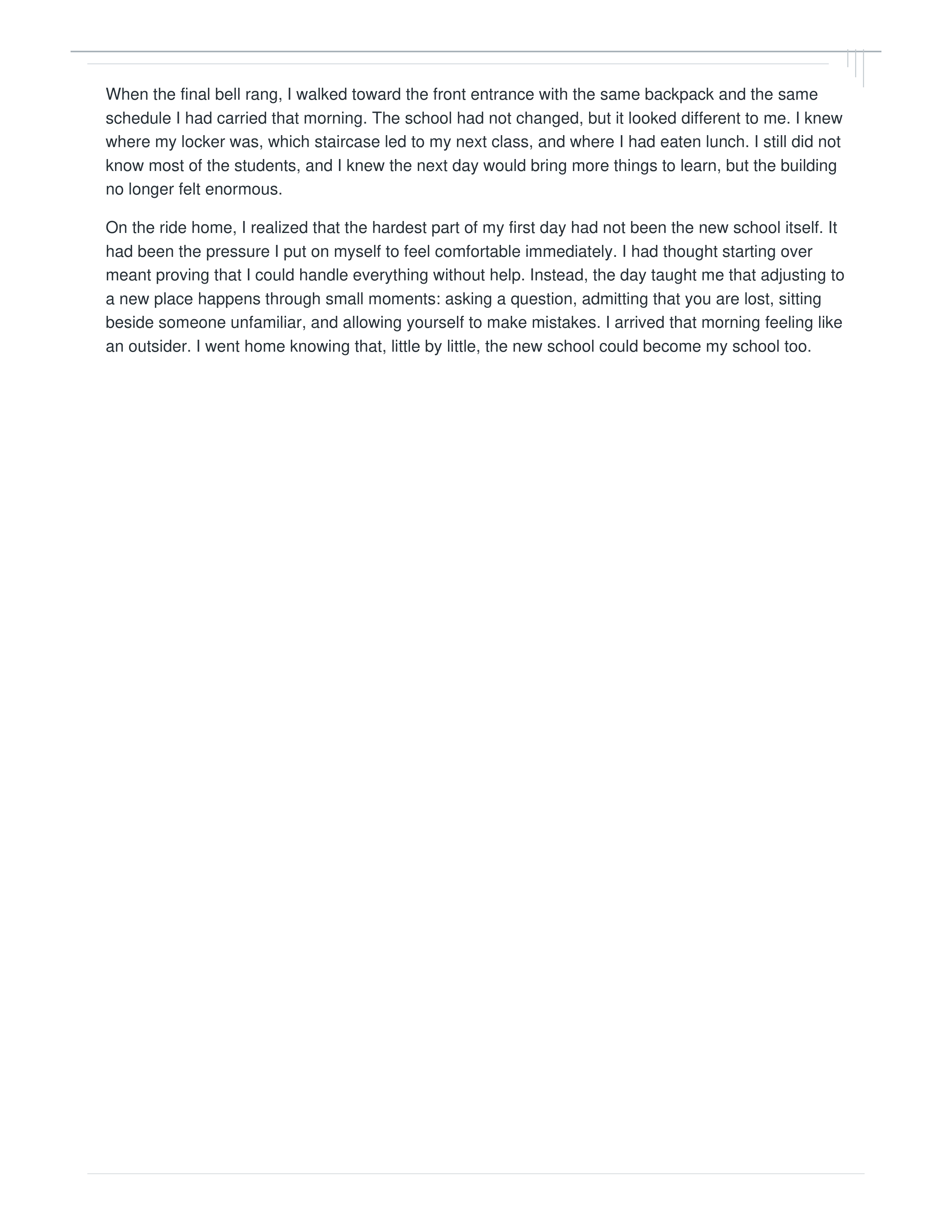 My First Day at a New School Narrative Essay — page 2