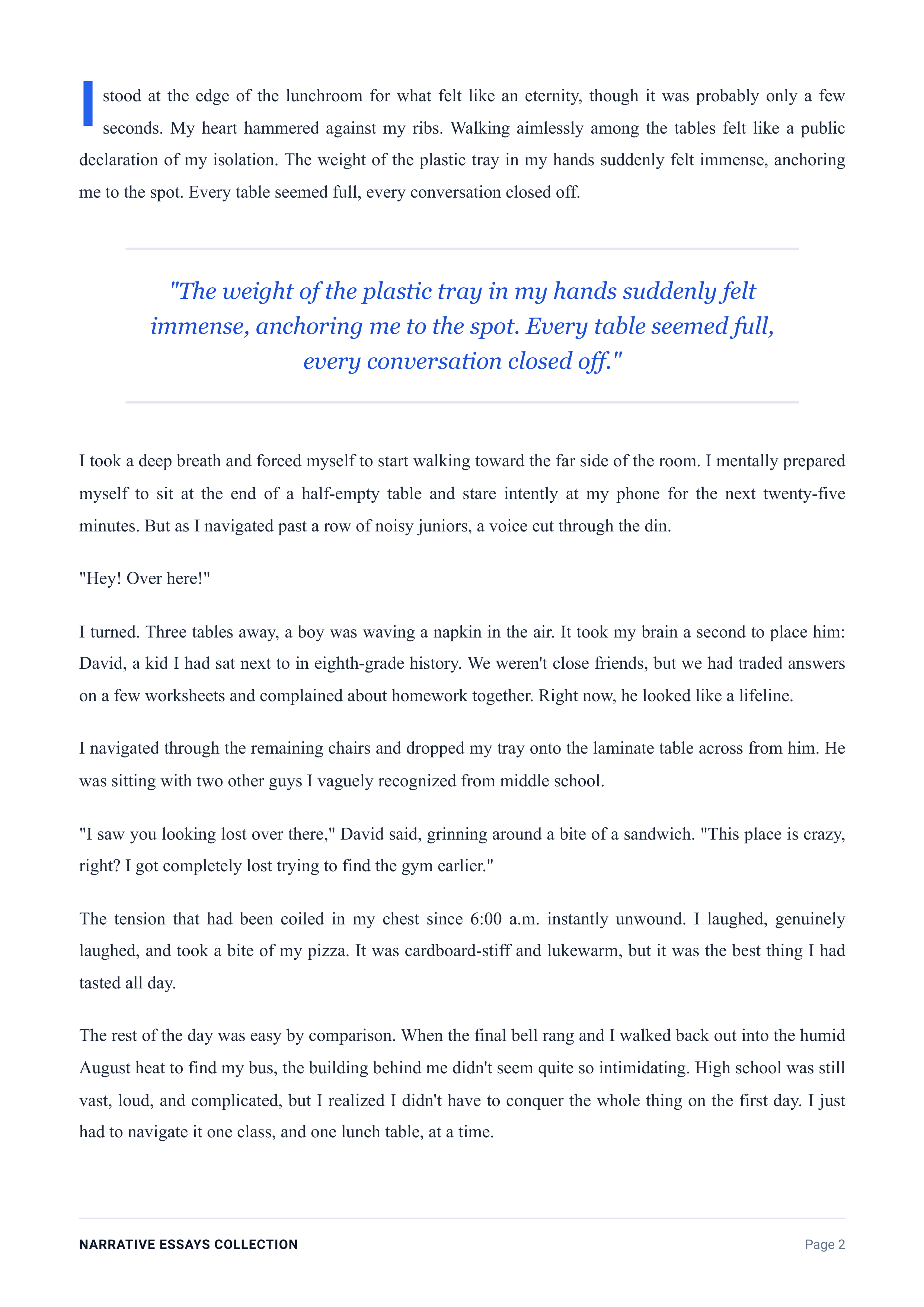 My First Day of High School Narrative Essay — page 2