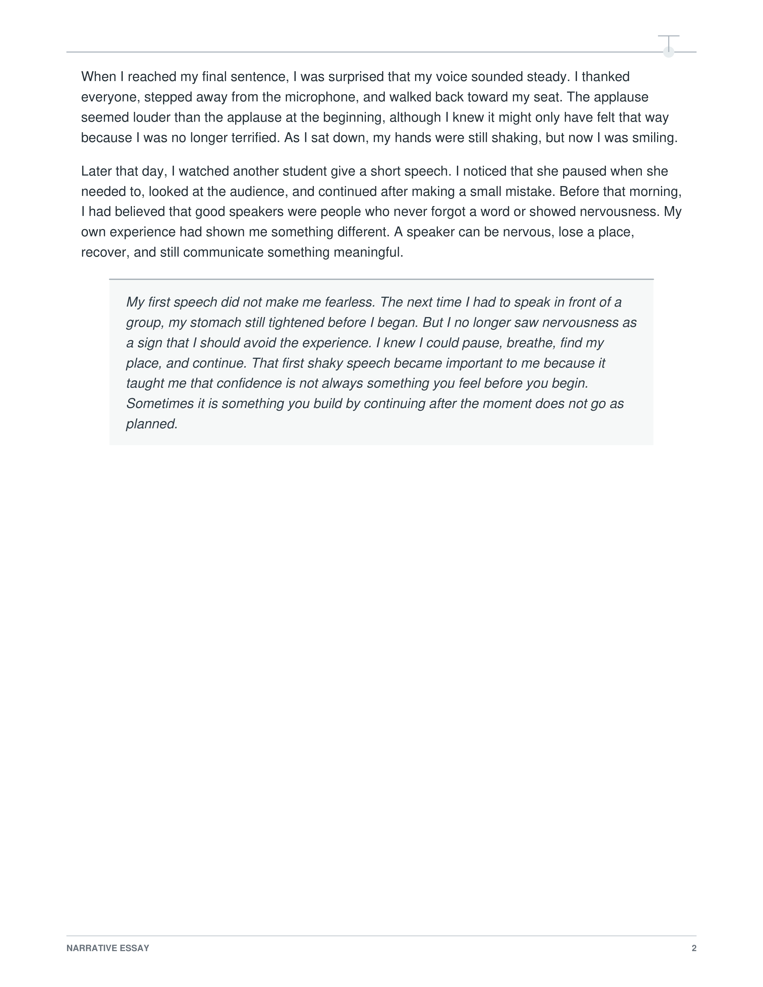 My First Time Giving a Speech Narrative Essay — page 2