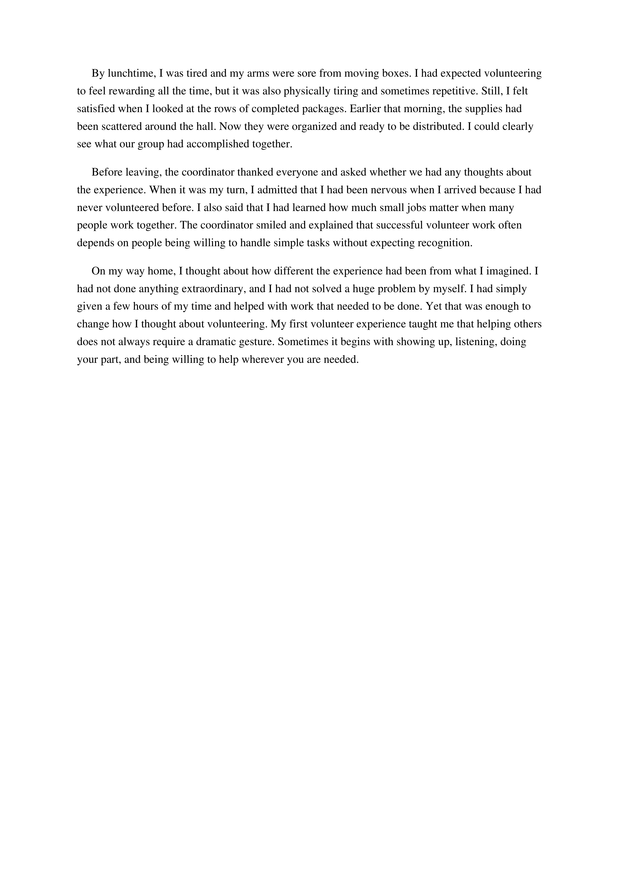 My First Volunteer Experience Personal Narrative — page 2