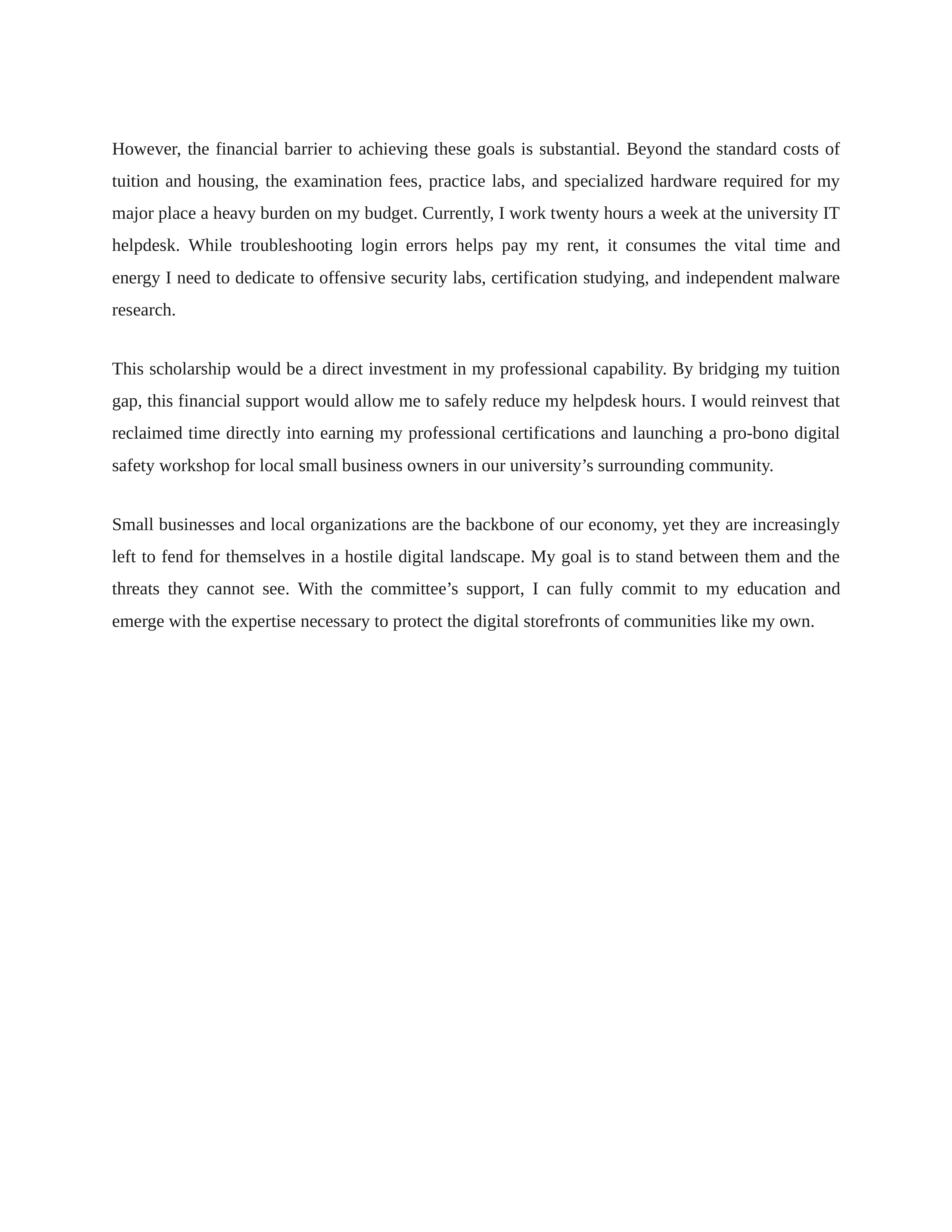 My Future Goals Scholarship Essay — page 2