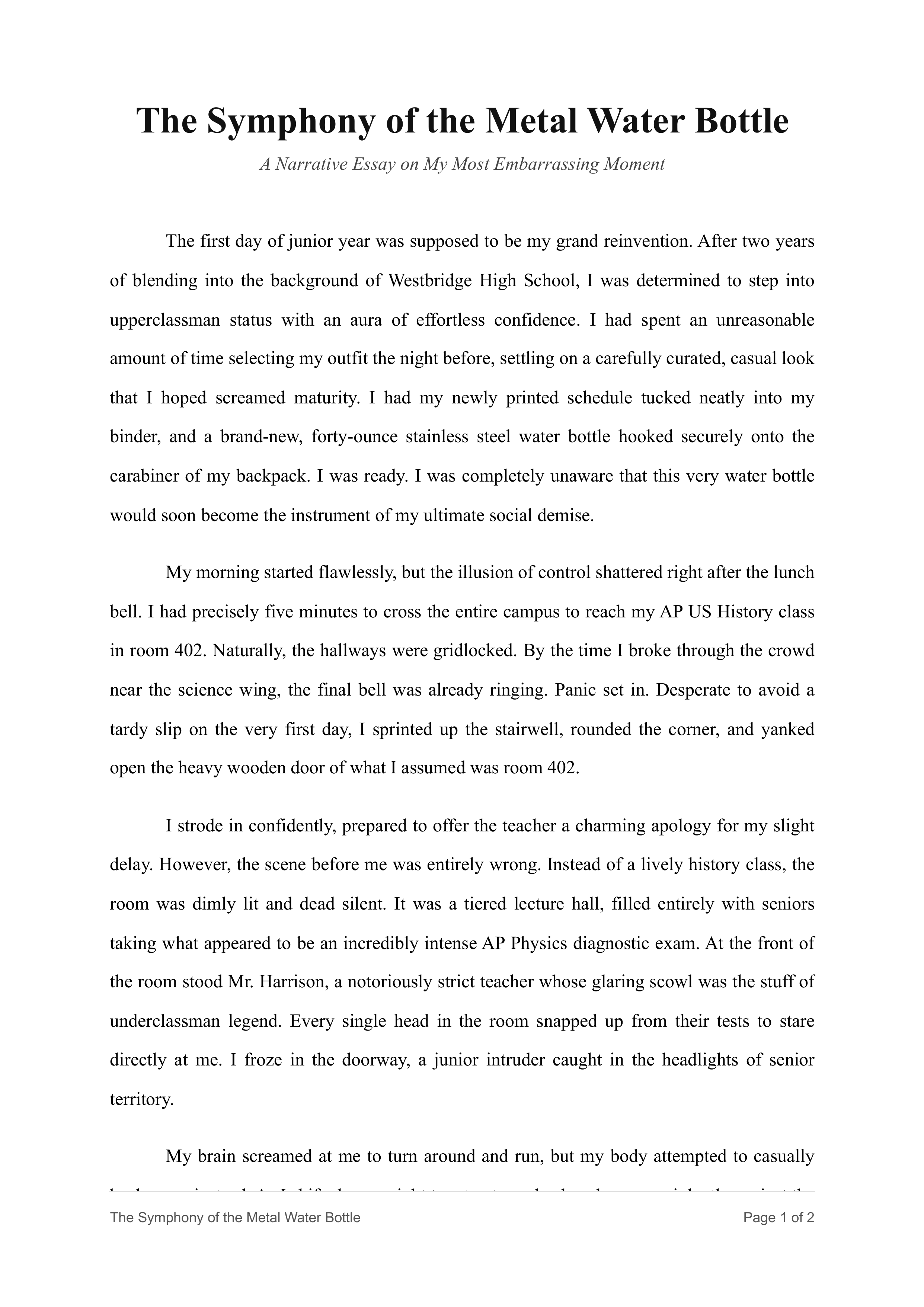 My Most Embarrassing Moment Narrative Essay — page 1