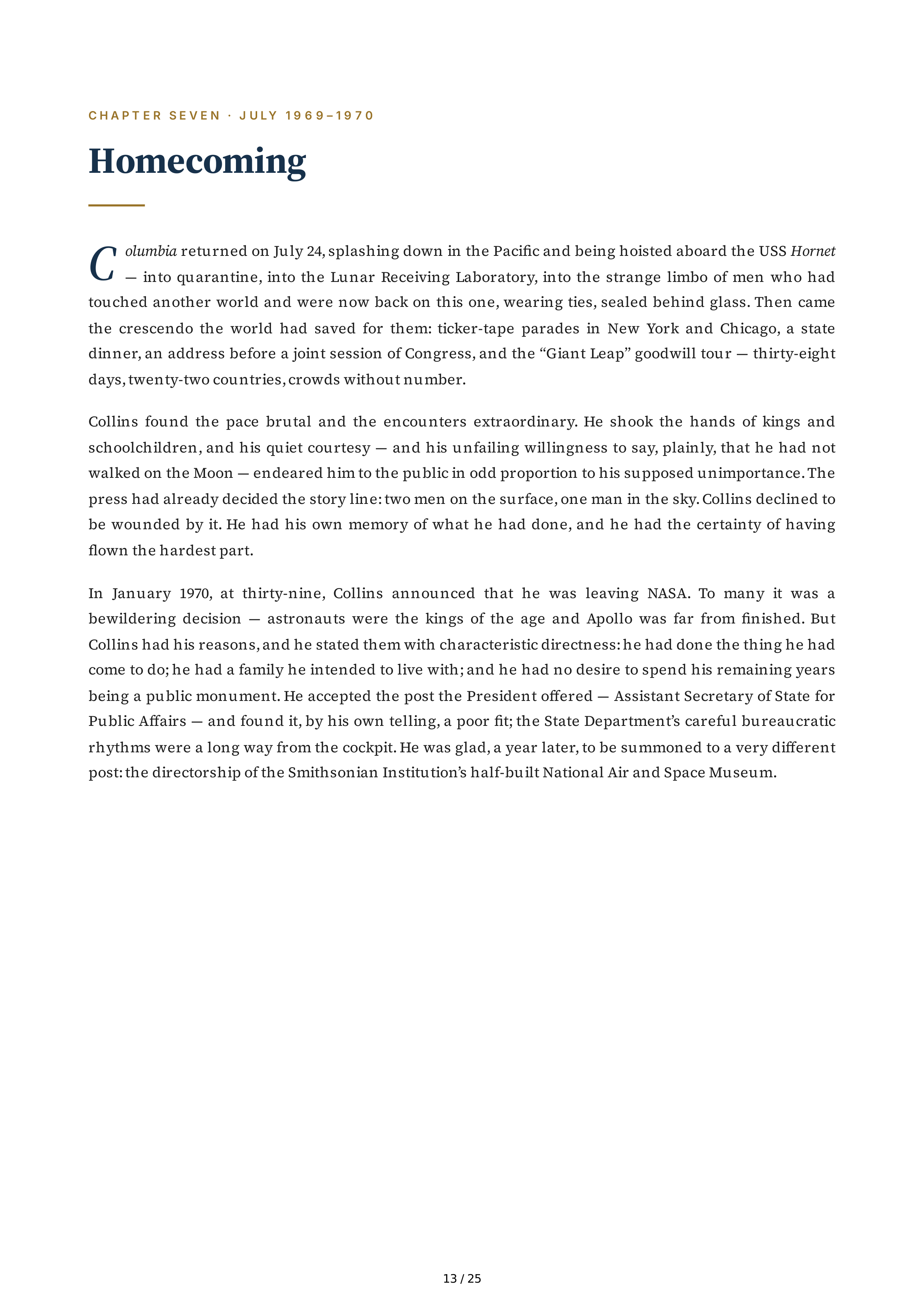 NASA Michael Collins Carrying the Fire Biography — page 13