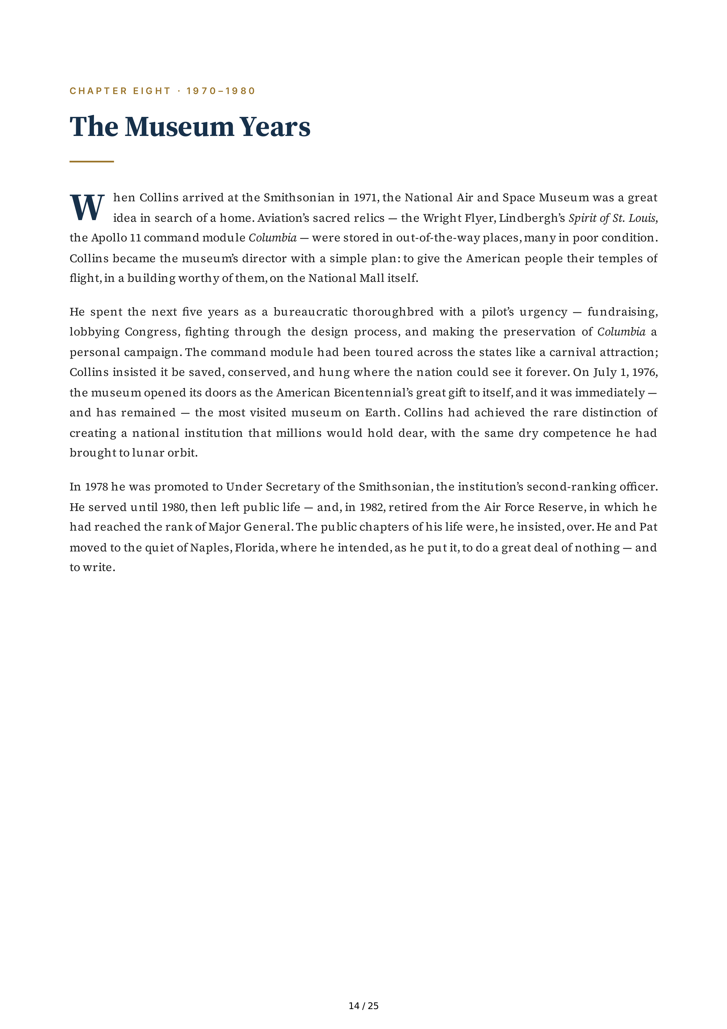 NASA Michael Collins Carrying the Fire Biography — page 14