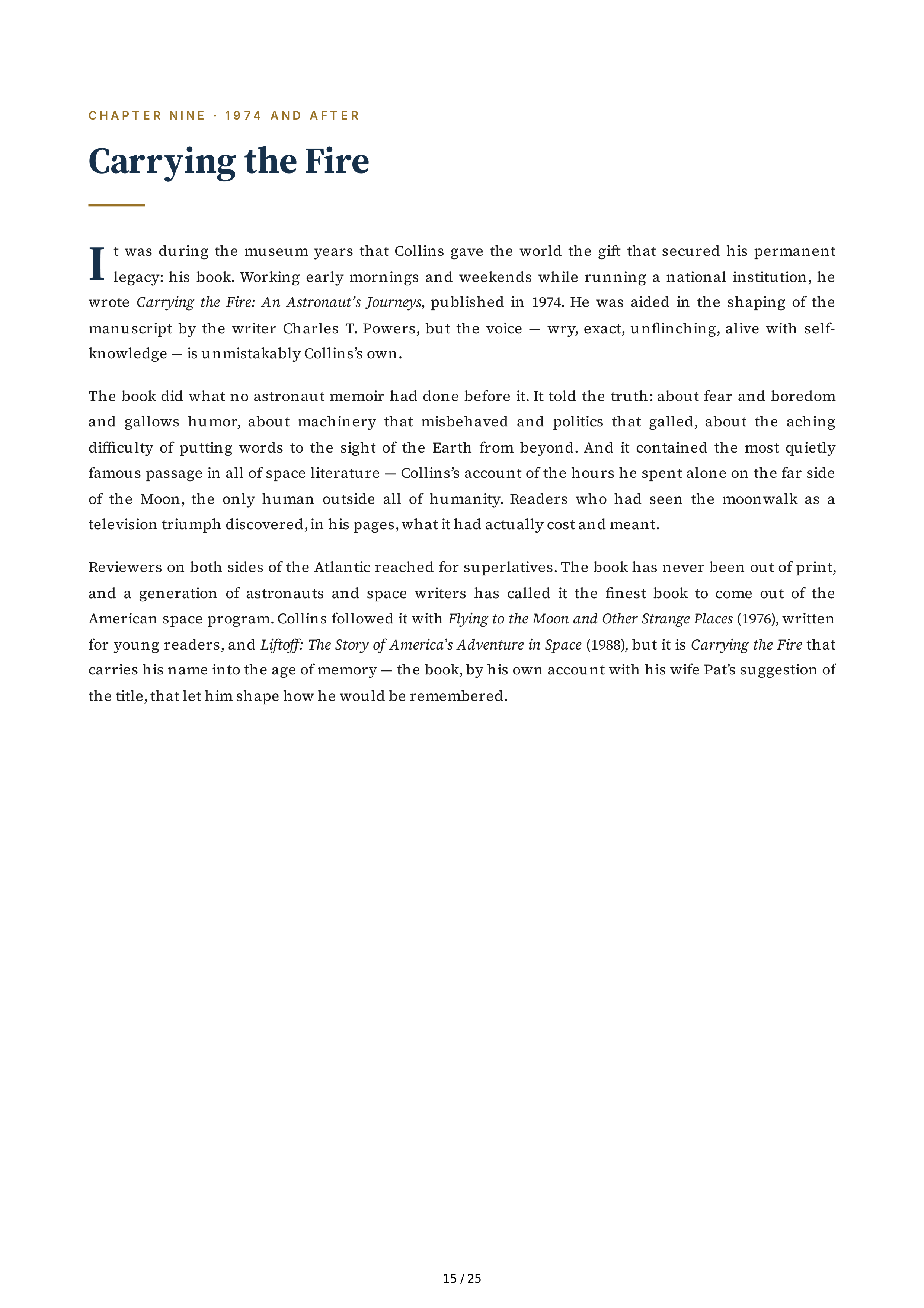 NASA Michael Collins Carrying the Fire Biography — page 15