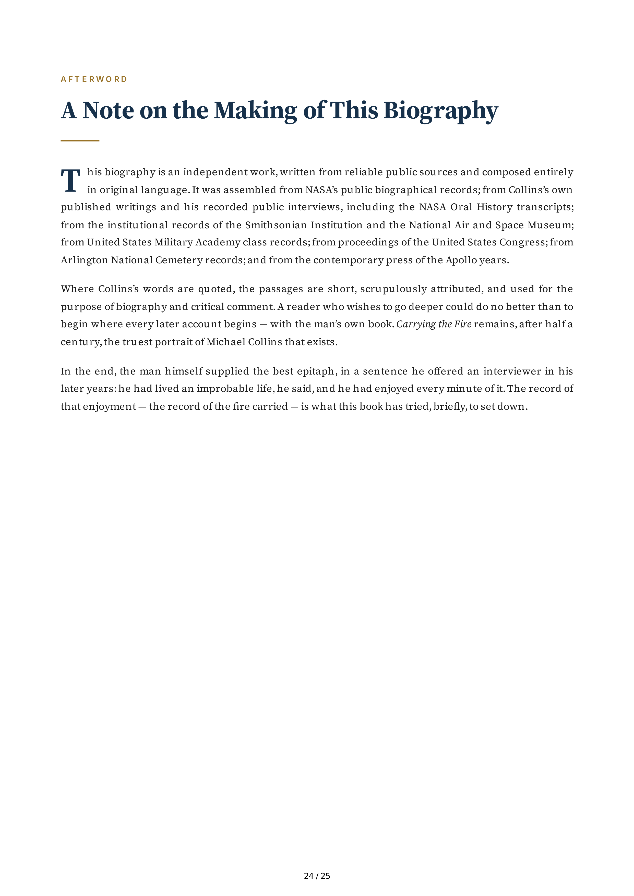 NASA Michael Collins Carrying the Fire Biography — page 24