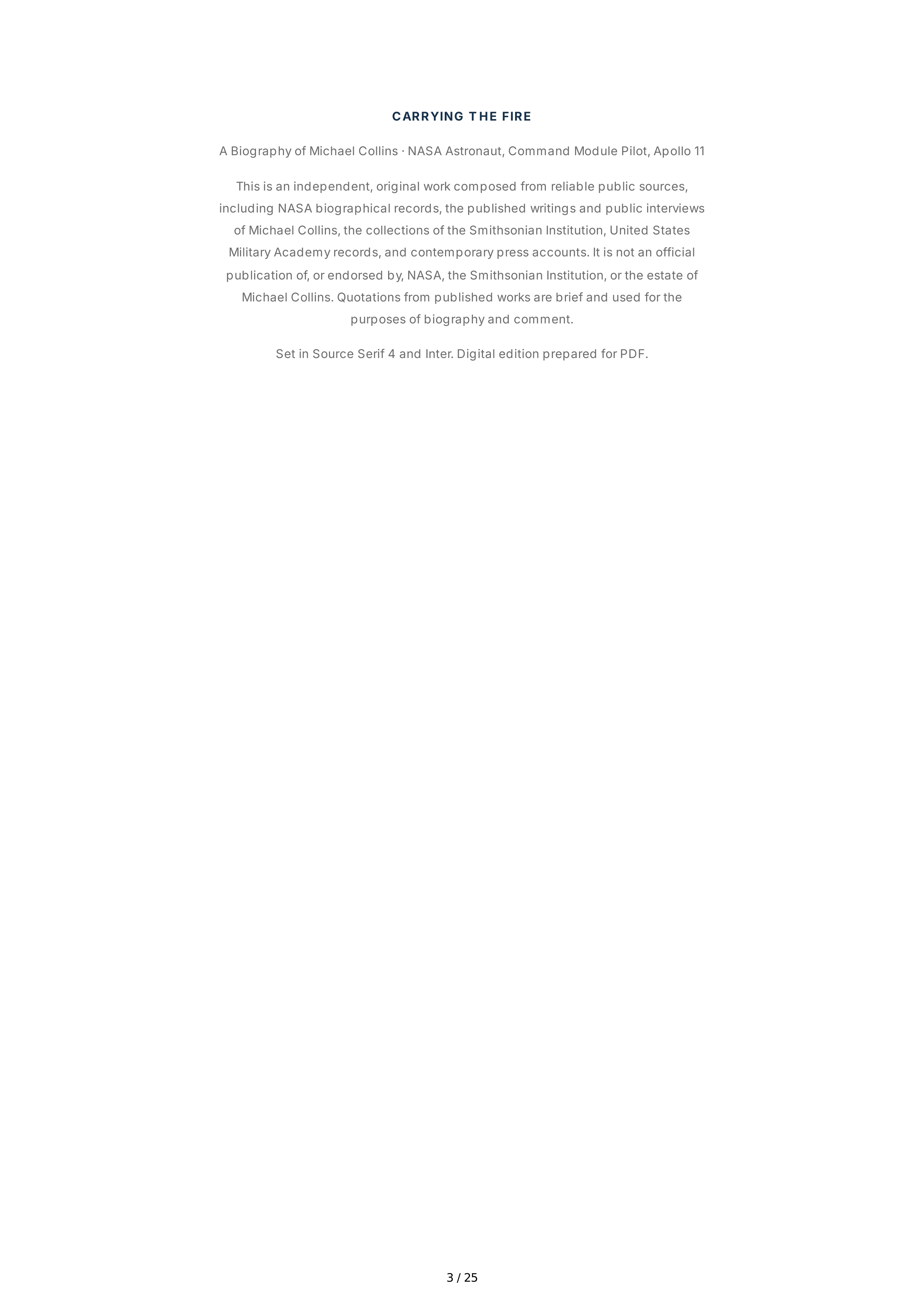 NASA Michael Collins Carrying the Fire Biography — page 3