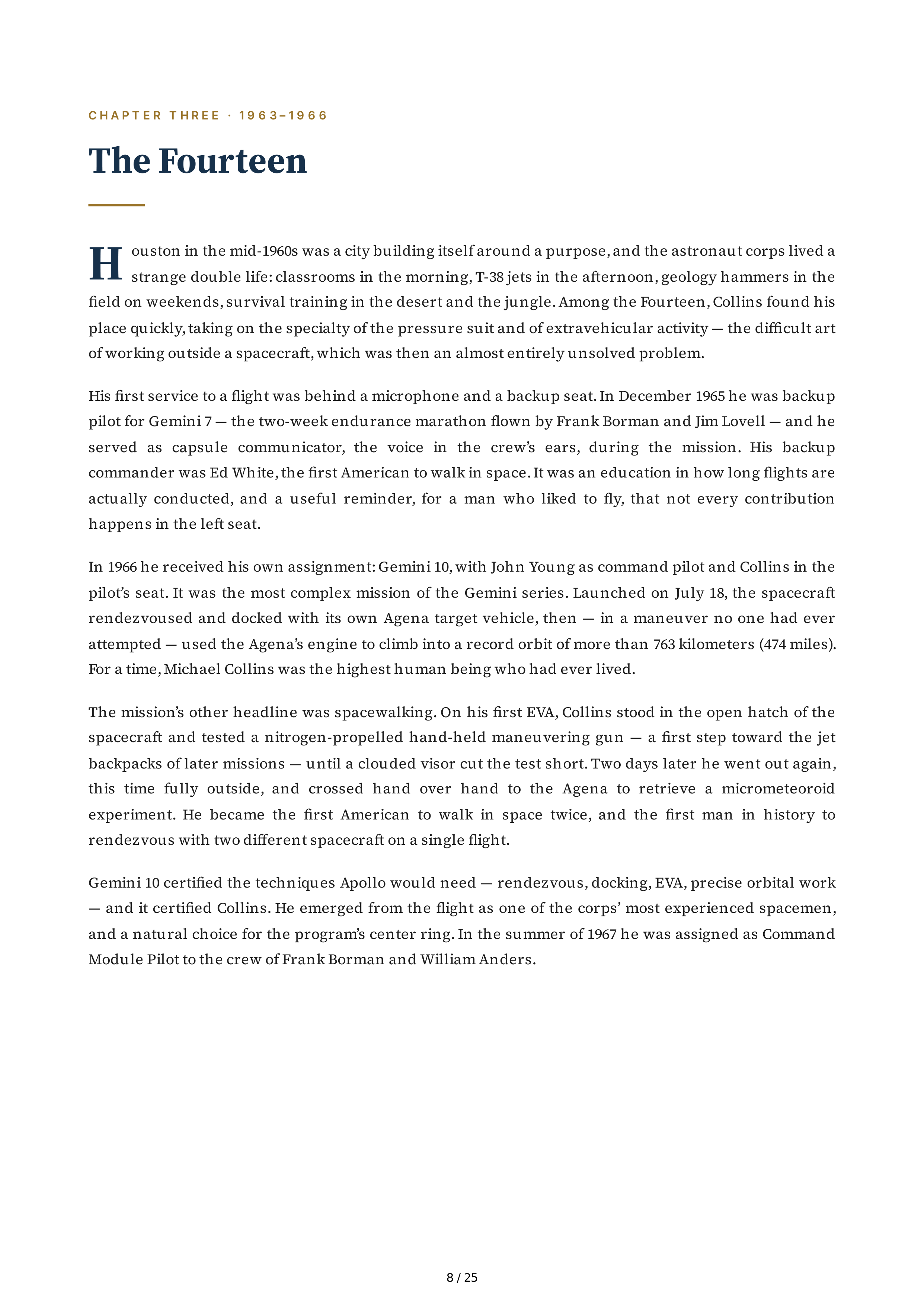 NASA Michael Collins Carrying the Fire Biography — page 8