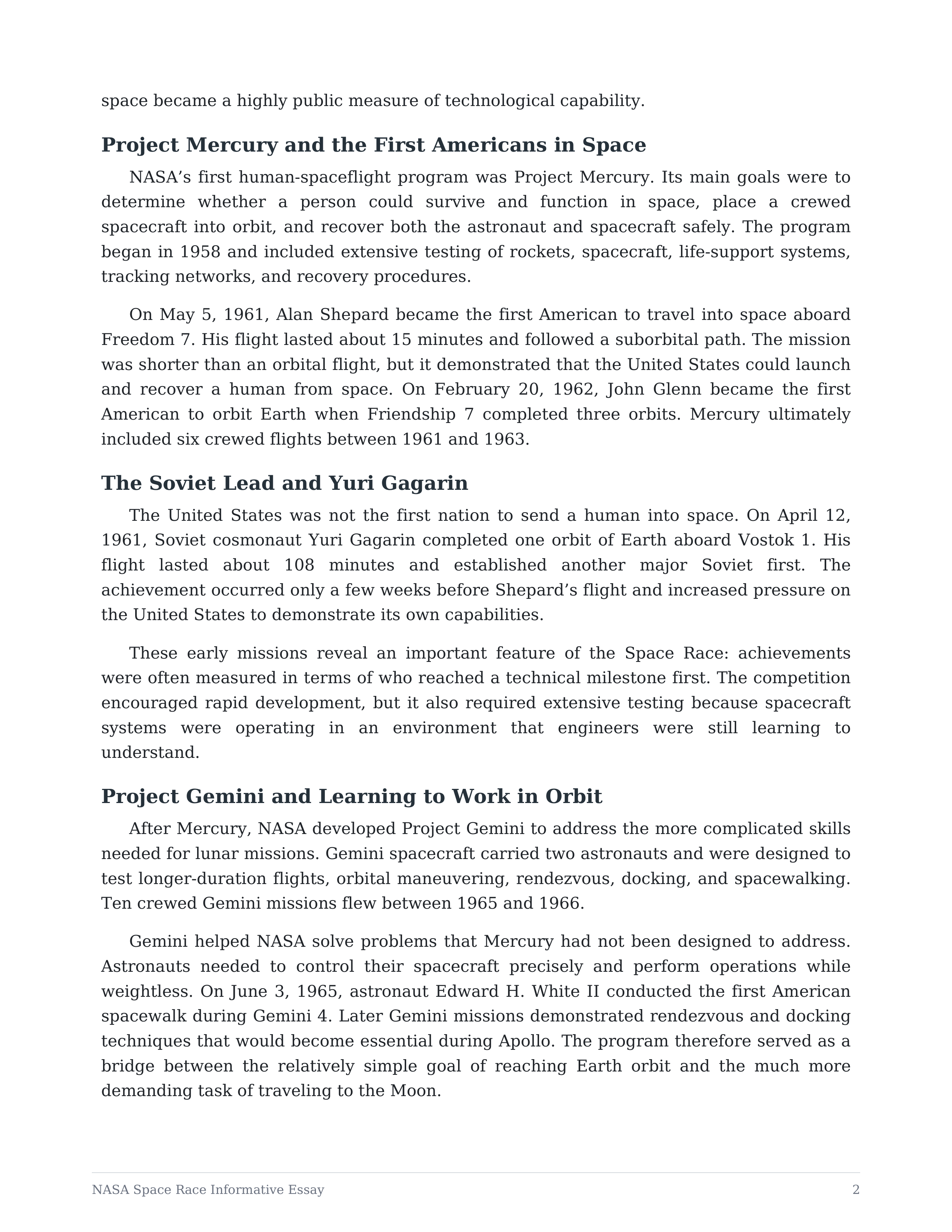 NASA Space Race Informative Essay — page 2