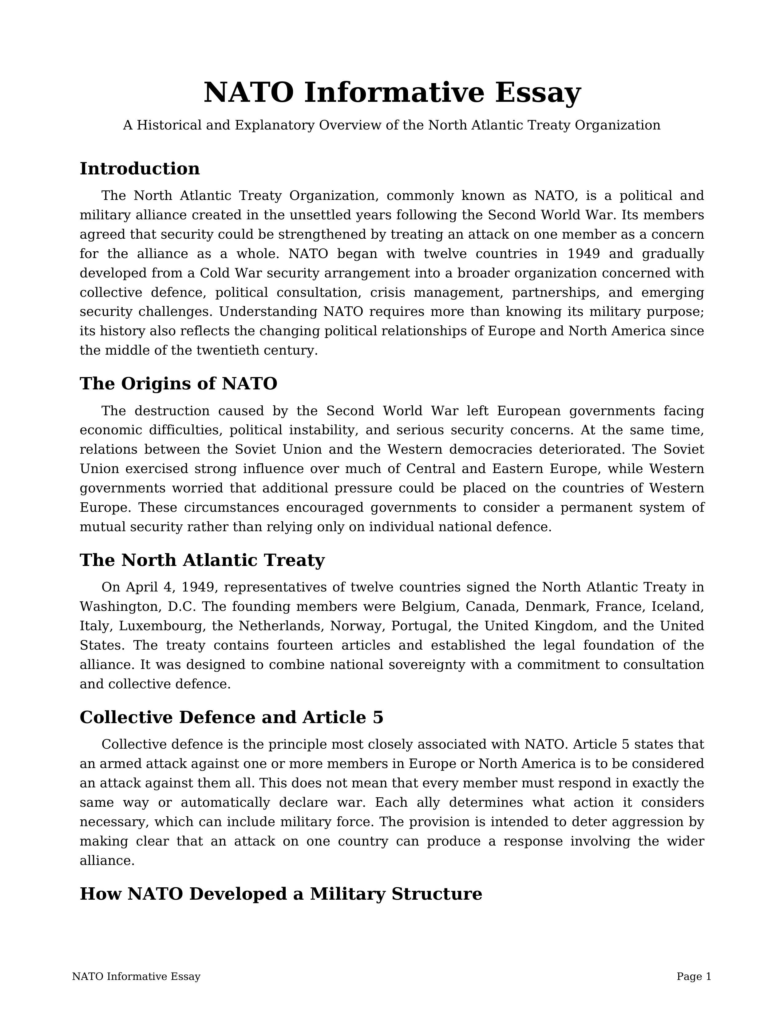 NATO Informative Essay — page 1