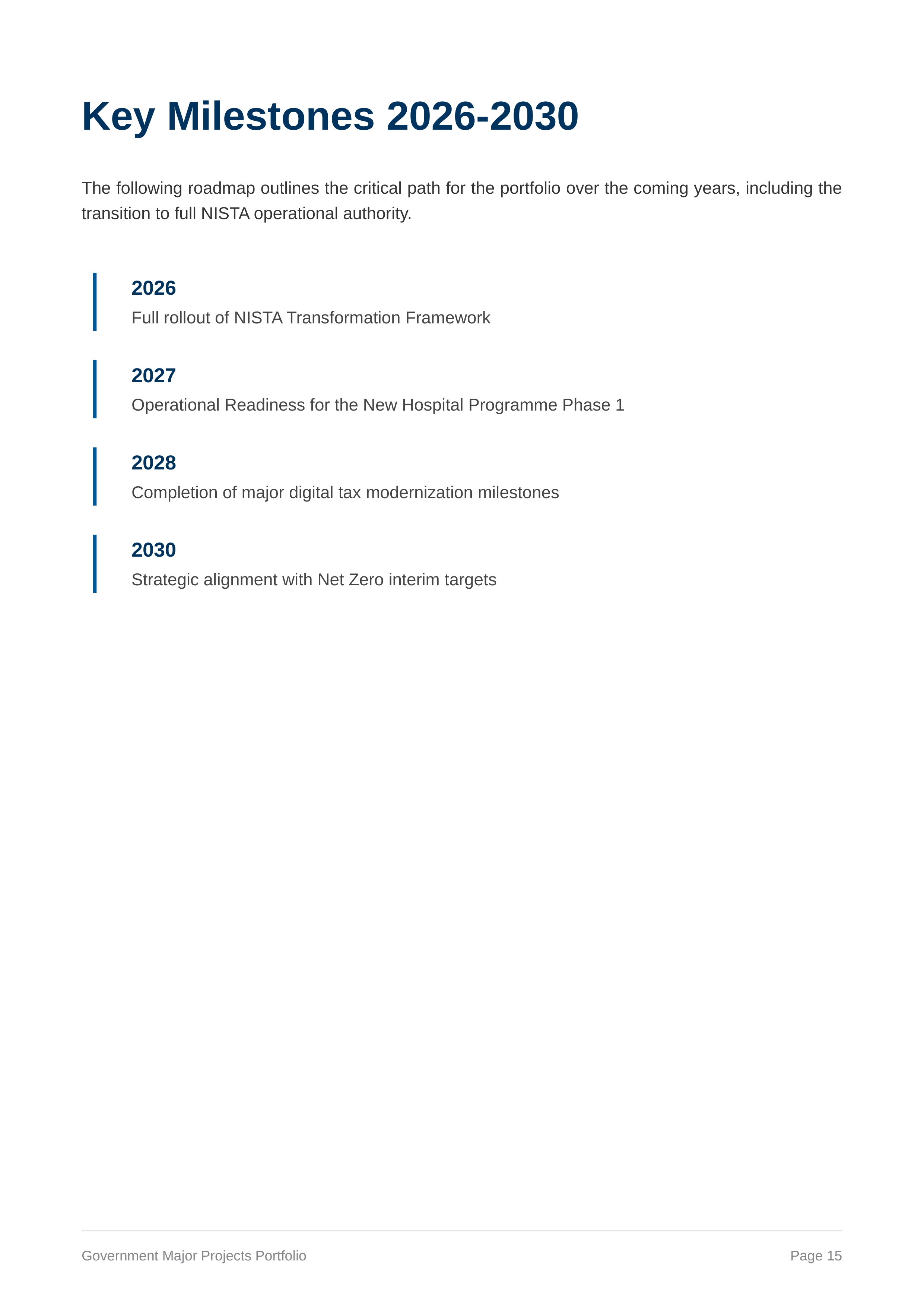 NISTA Government Major Projects Portfolio — page 15