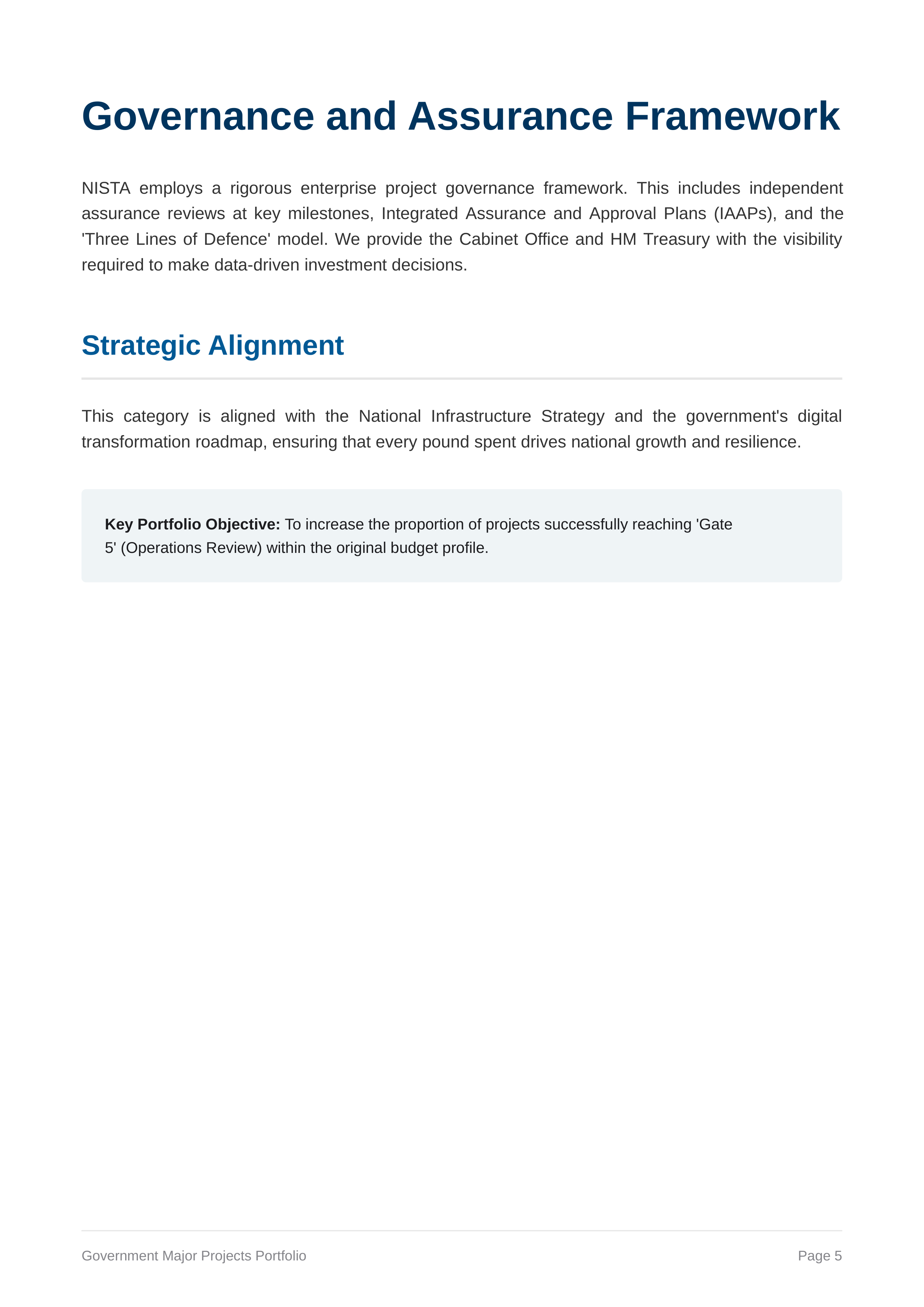 NISTA Government Major Projects Portfolio — page 5