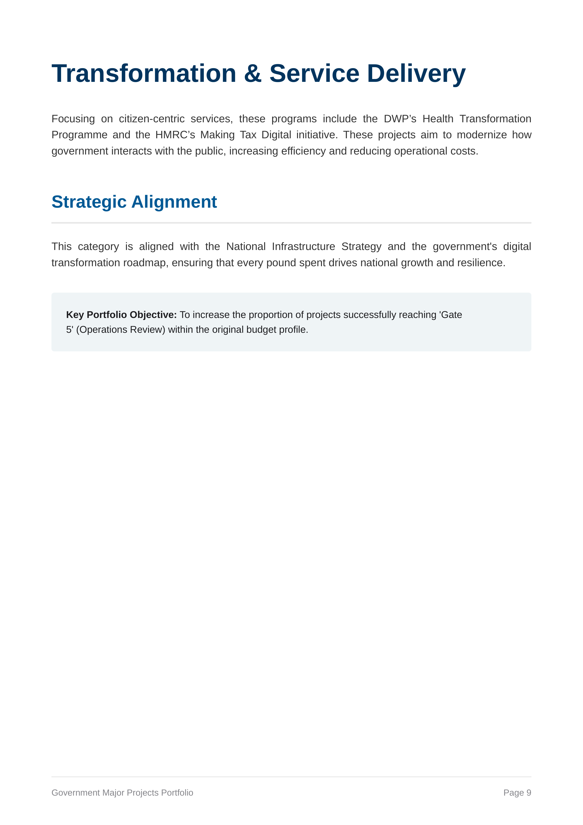 NISTA Government Major Projects Portfolio — page 9