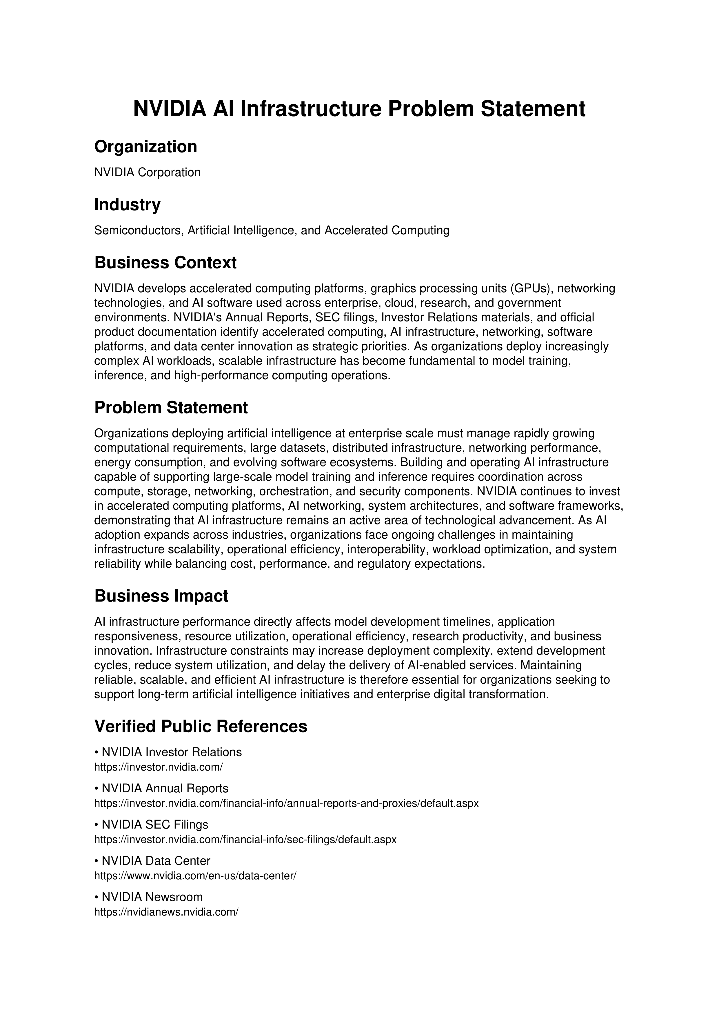 NVIDIA AI Infrastructure Problem Statement — page 1