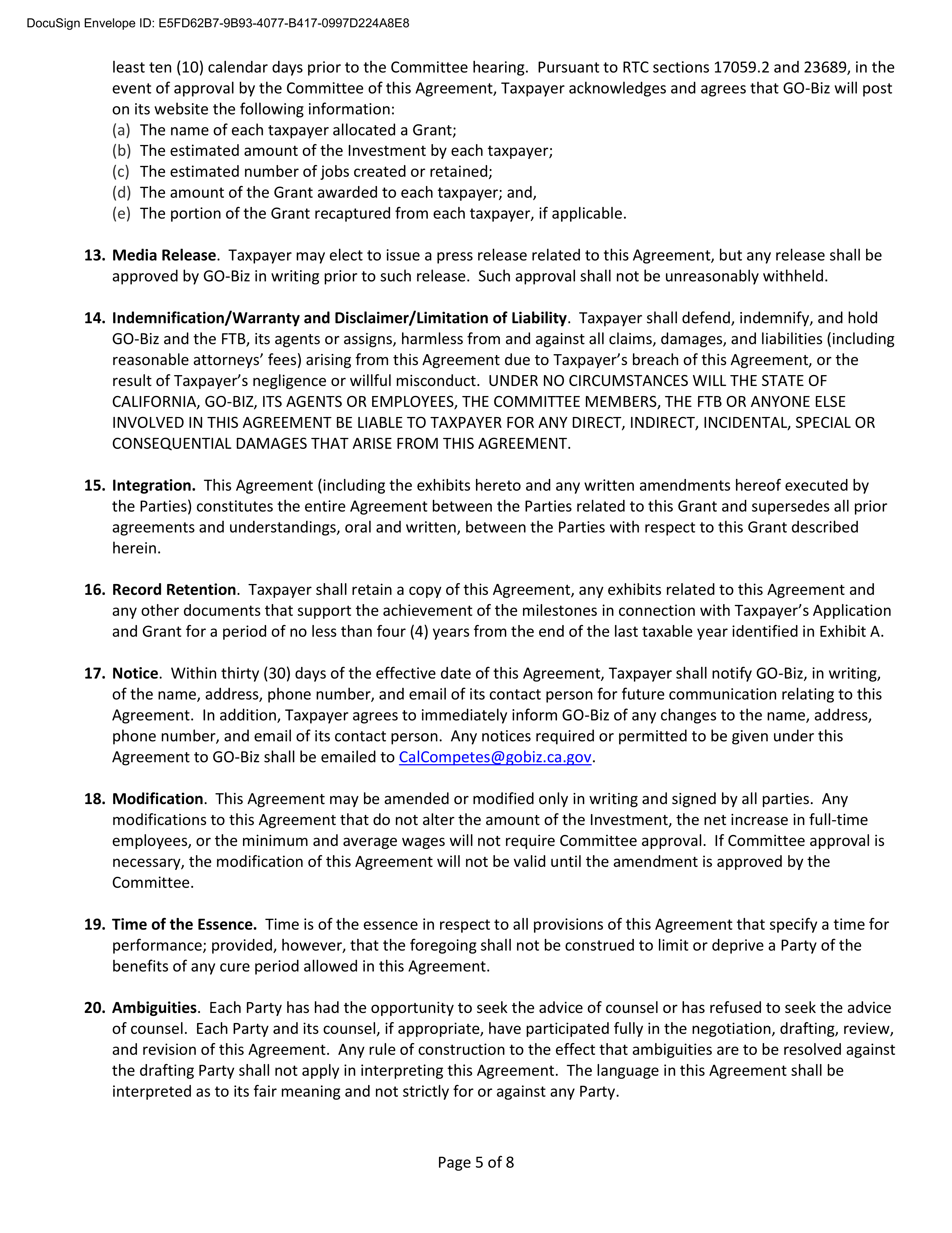 NVIDIA CALIFORNIA COMPETES GRANT AGREEMENT — page 5