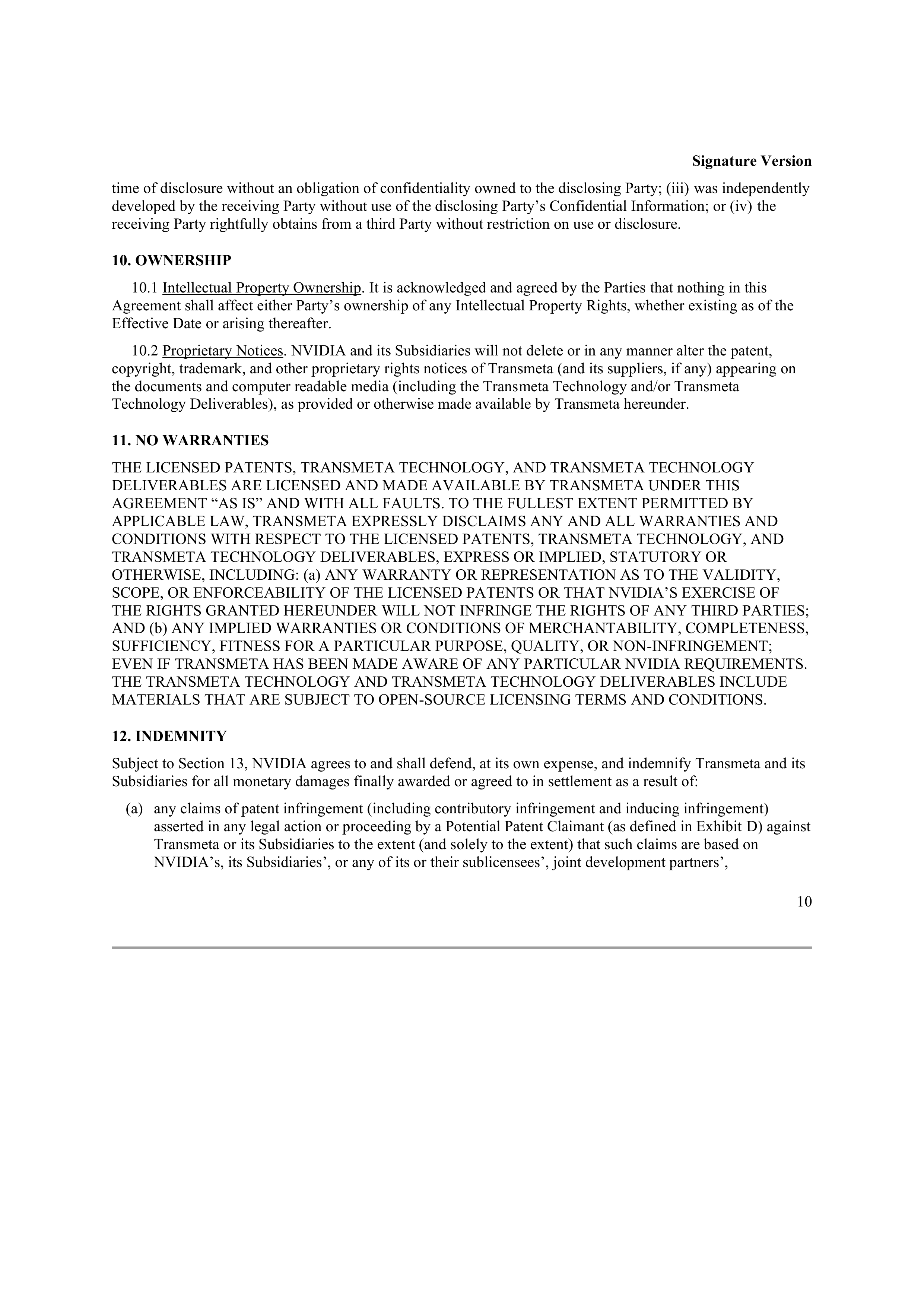 NVIDIA CORPORATION CONFIDENTIAL TREATMENT REQUESTED — page 10