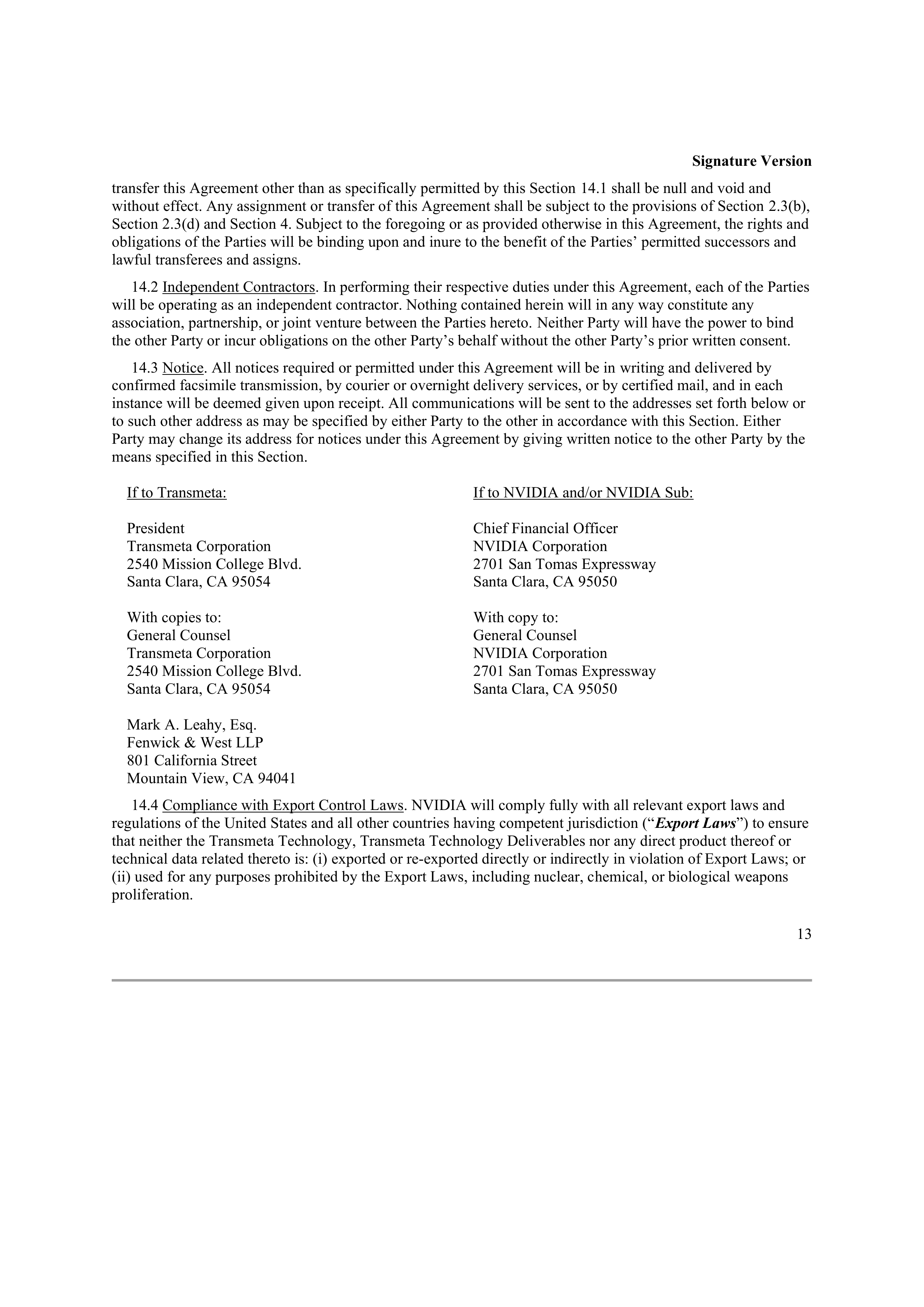NVIDIA CORPORATION CONFIDENTIAL TREATMENT REQUESTED — page 13