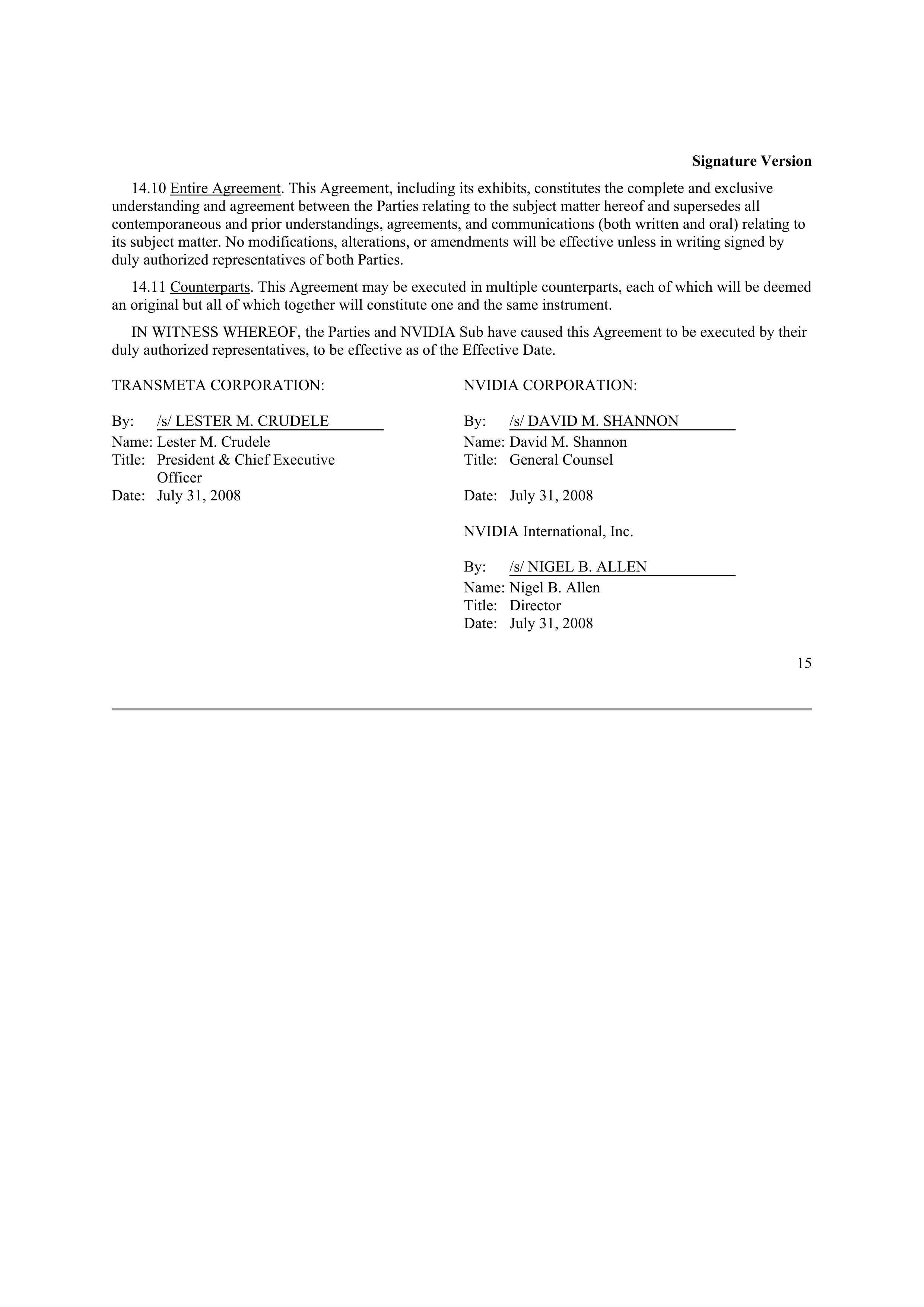 NVIDIA CORPORATION CONFIDENTIAL TREATMENT REQUESTED — page 15
