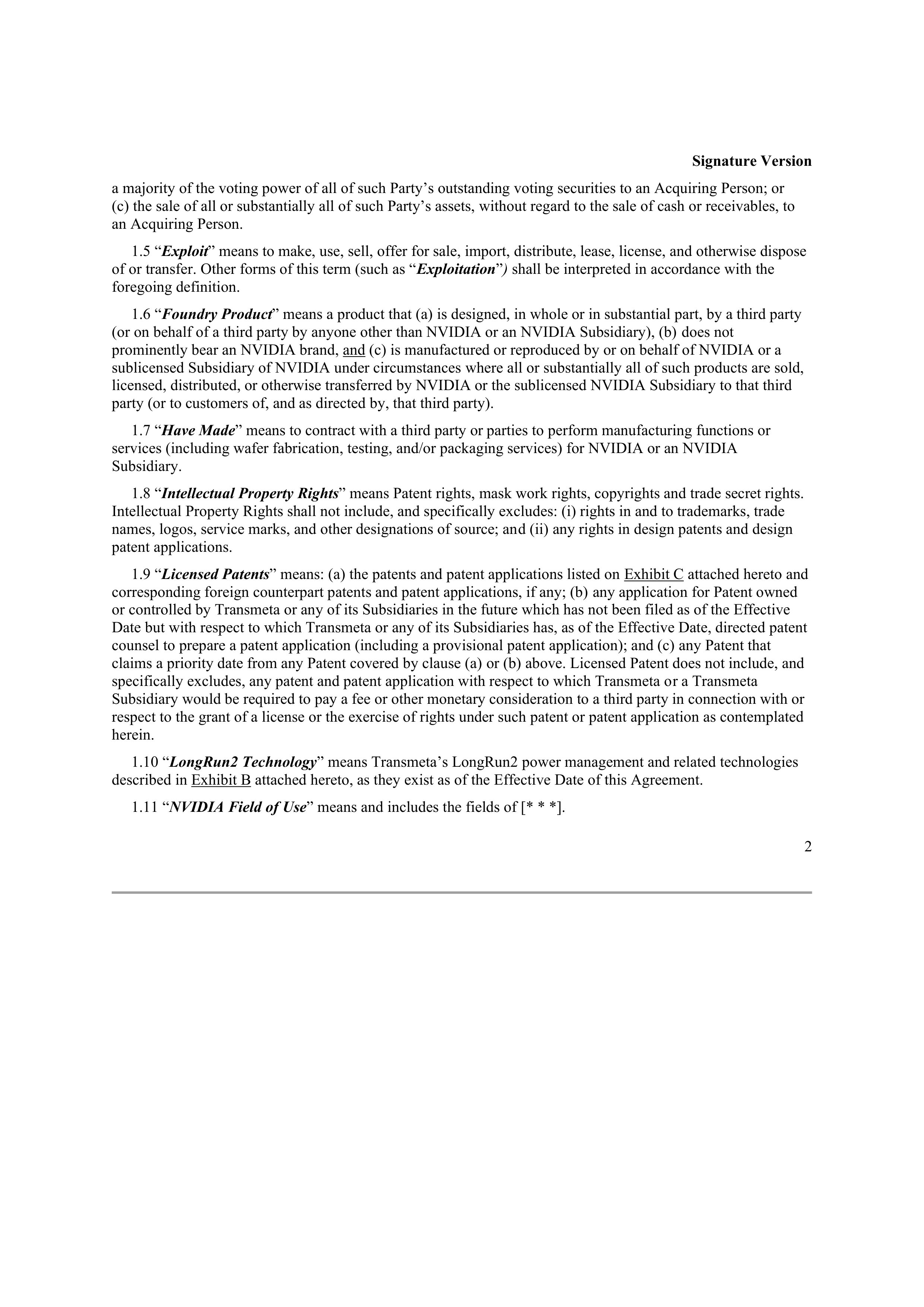 NVIDIA CORPORATION CONFIDENTIAL TREATMENT REQUESTED — page 2