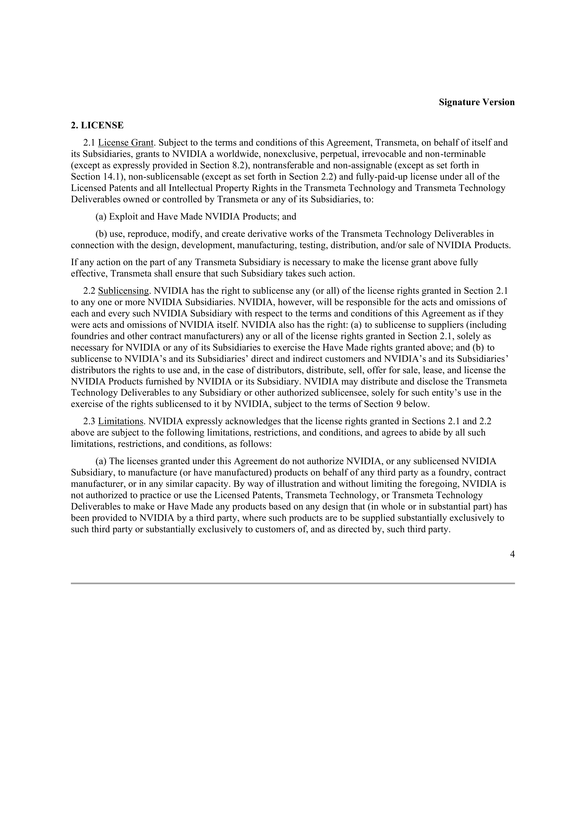 NVIDIA CORPORATION CONFIDENTIAL TREATMENT REQUESTED — page 4