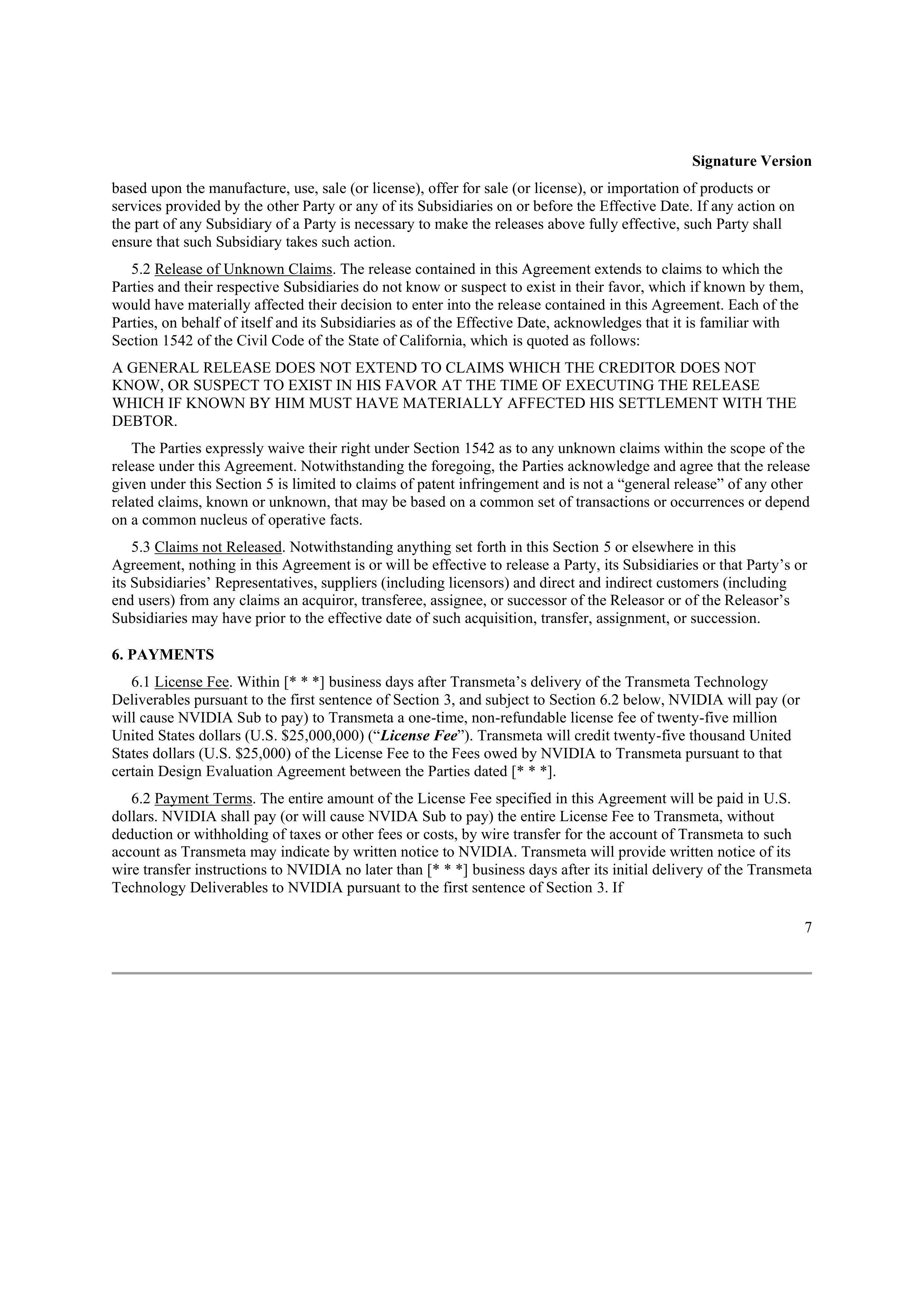 NVIDIA CORPORATION CONFIDENTIAL TREATMENT REQUESTED — page 7