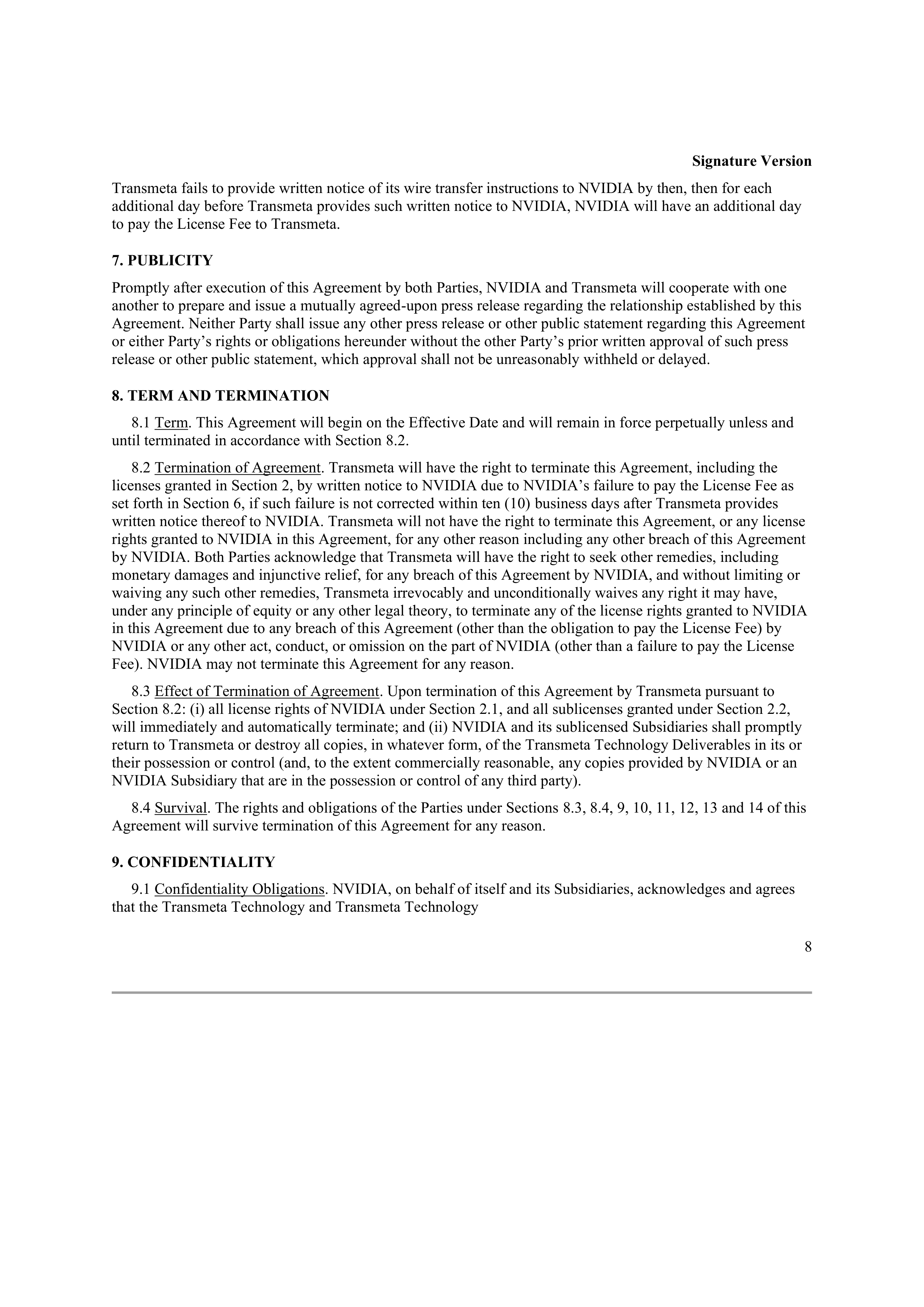NVIDIA CORPORATION CONFIDENTIAL TREATMENT REQUESTED — page 8