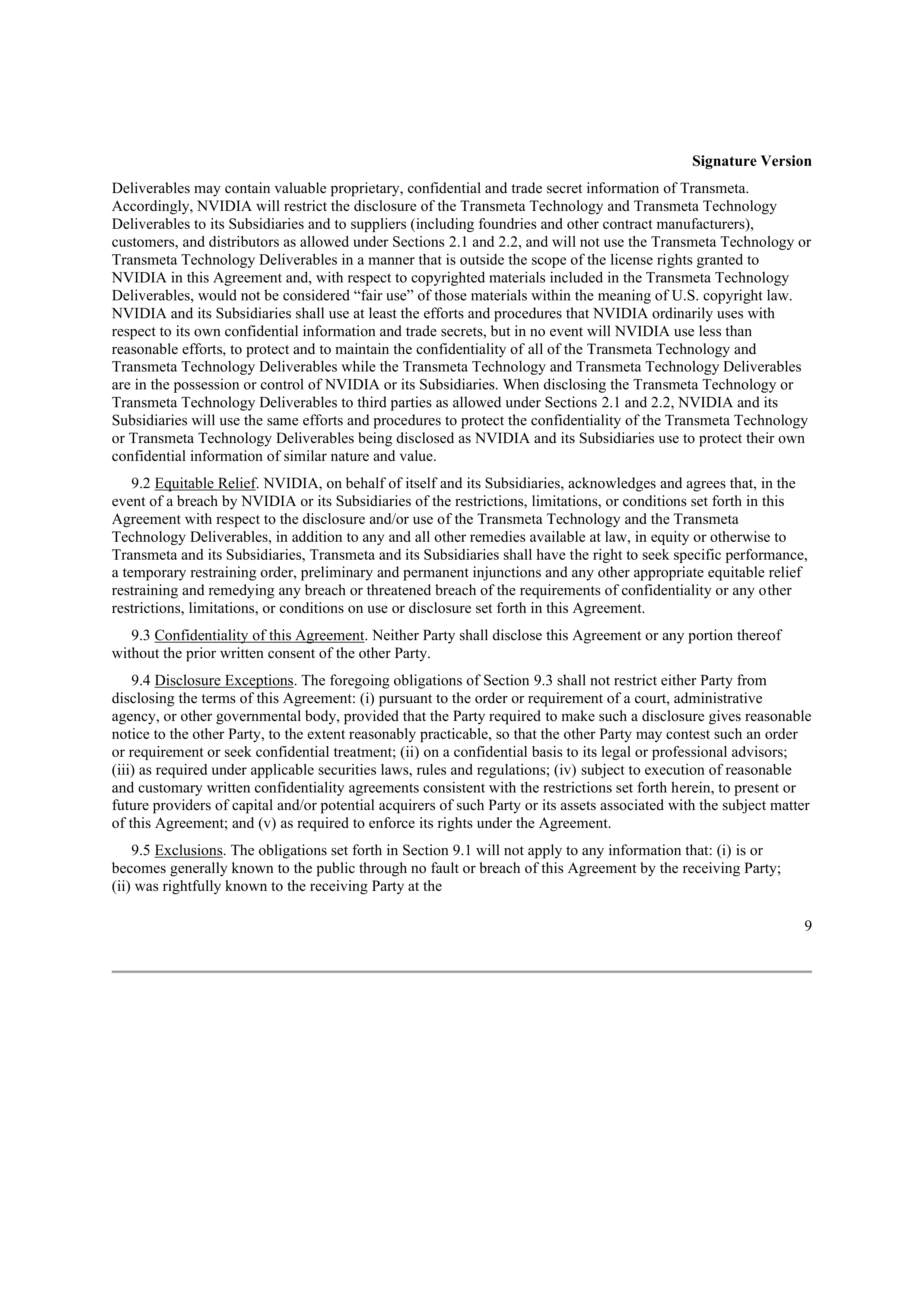 NVIDIA CORPORATION CONFIDENTIAL TREATMENT REQUESTED — page 9