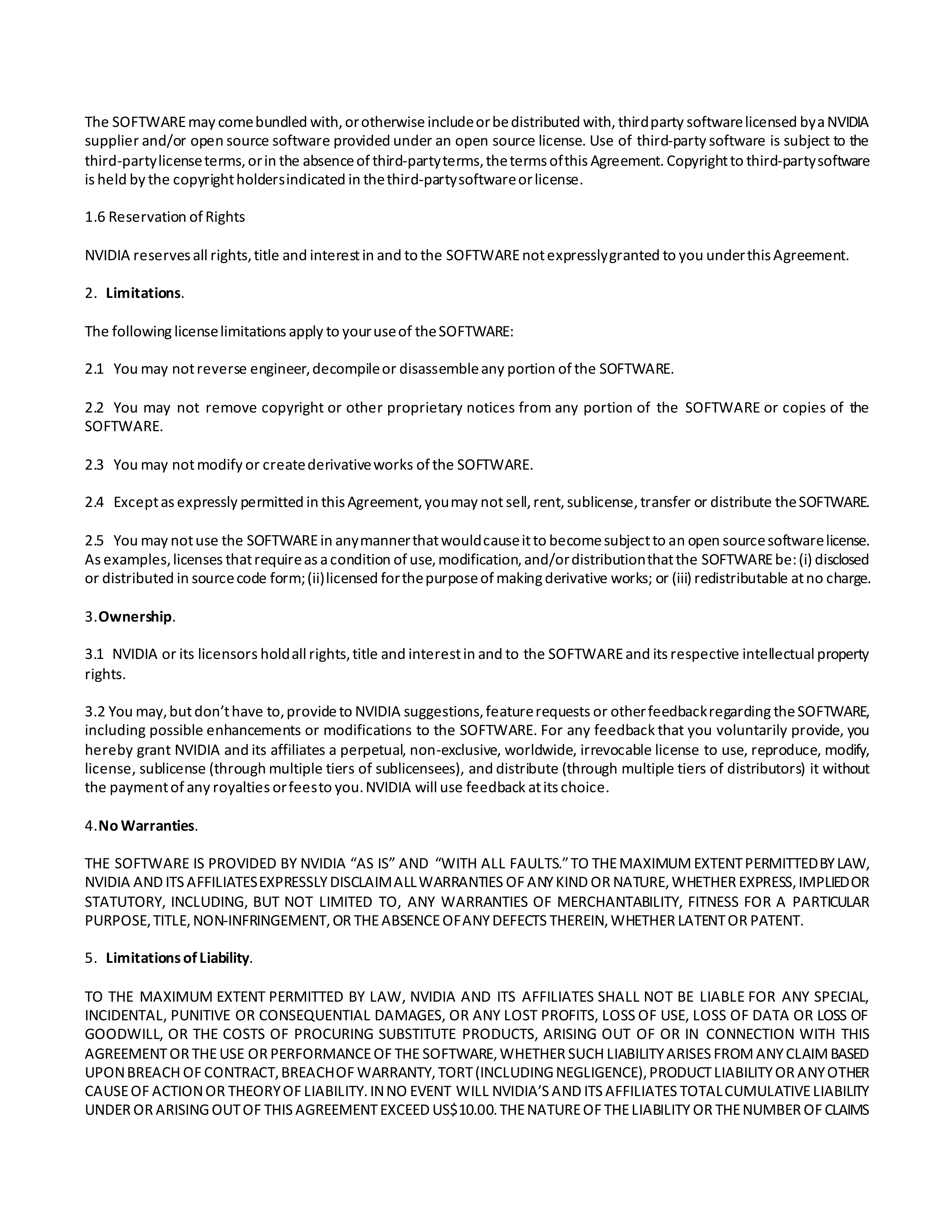 NVIDIA Software License Agreement — page 2
