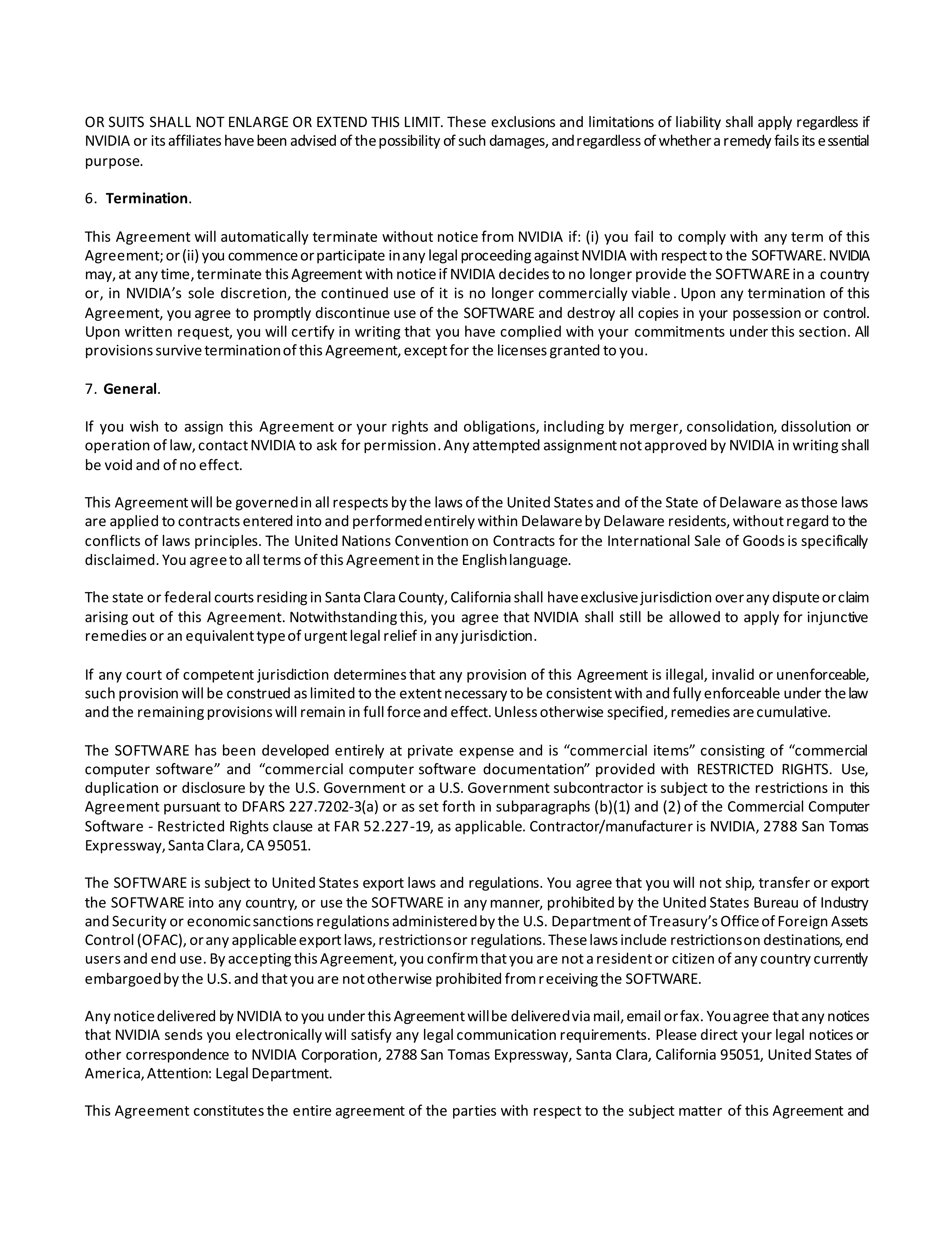 NVIDIA Software License Agreement — page 3