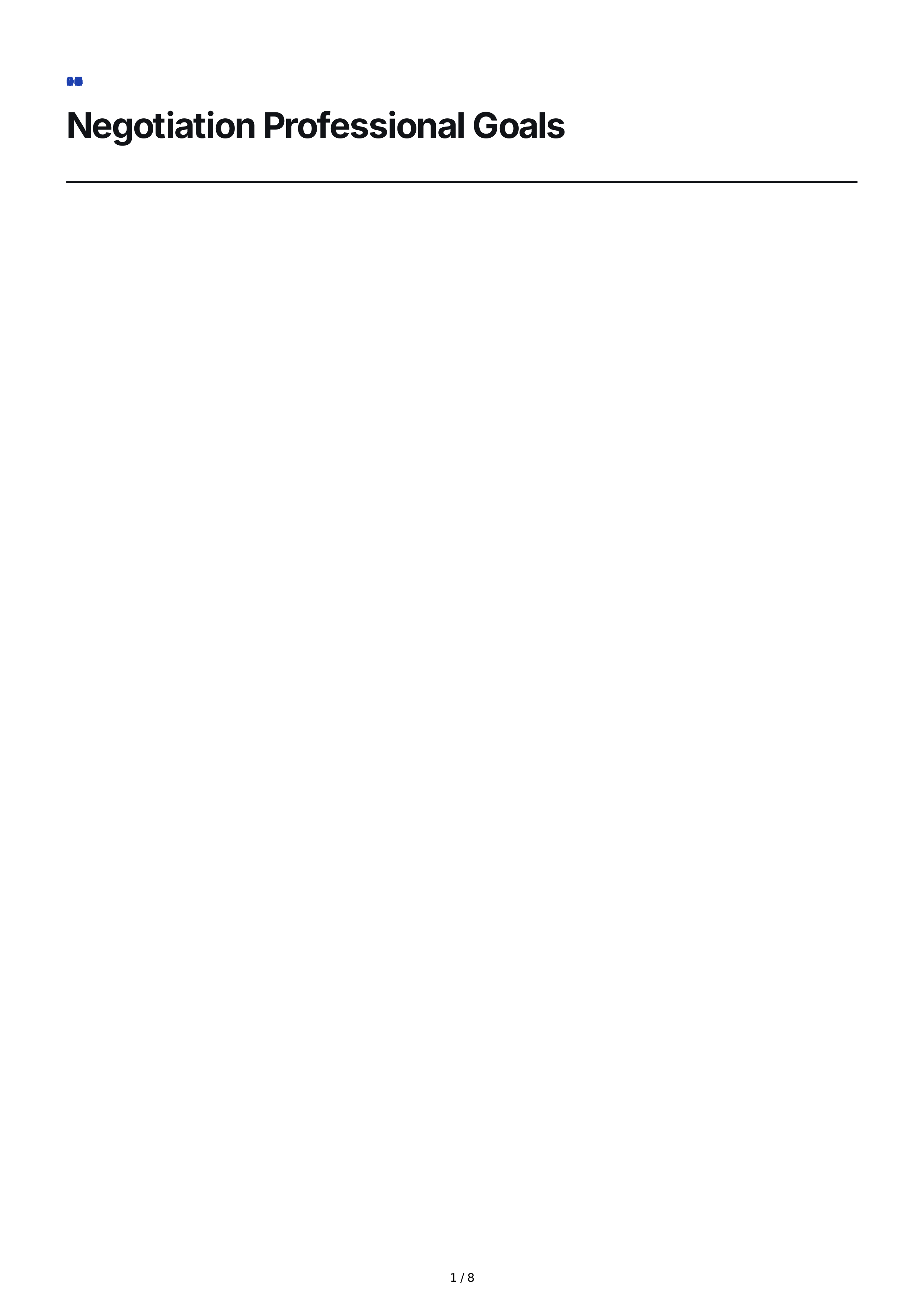 Negotiation Professional Goals — page 1